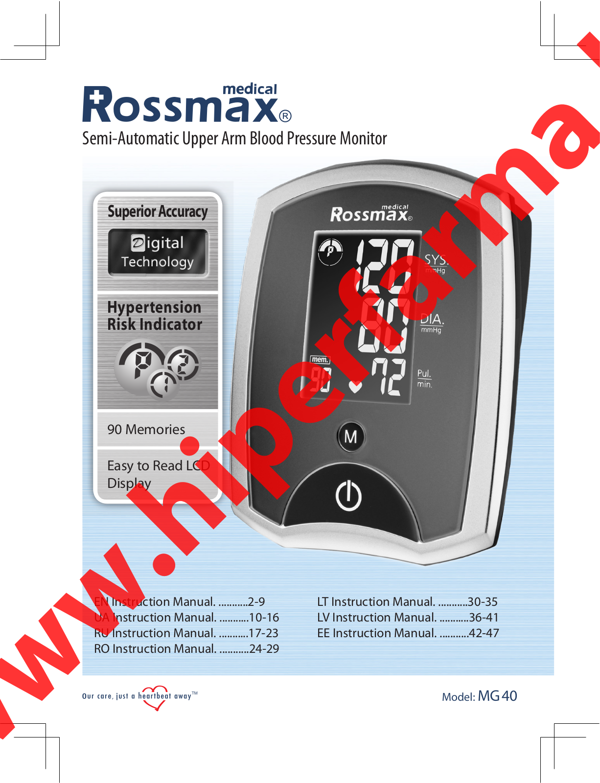 Rossmax MG40 Instruction Manual