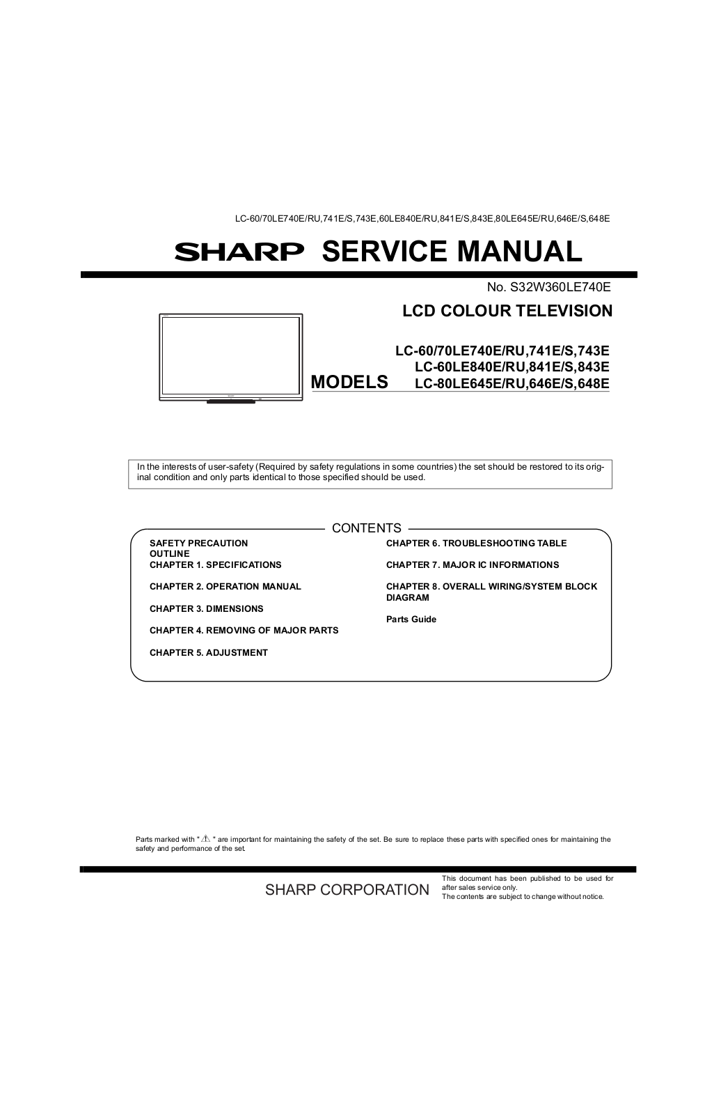 Sharp LC-60LE740E Schematic