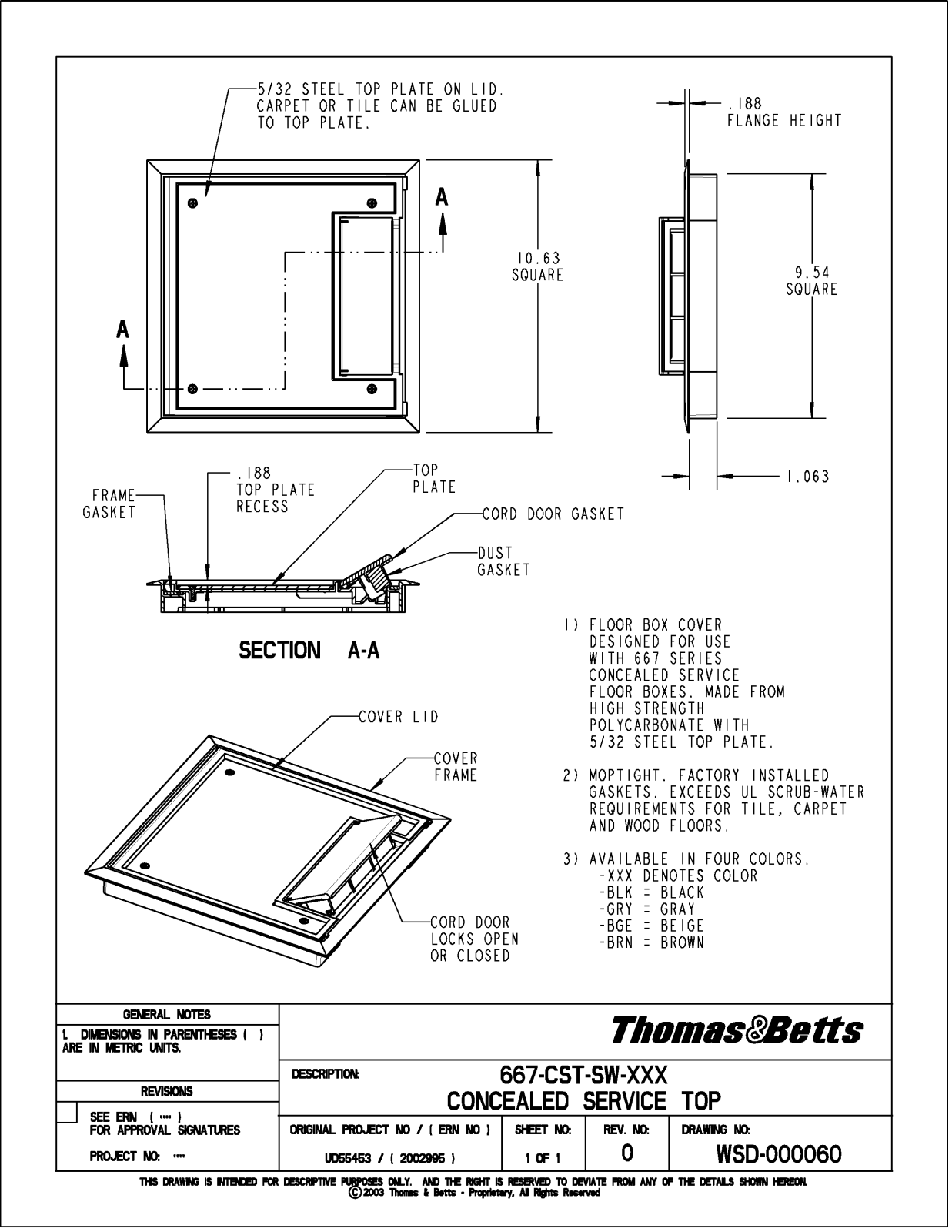 Thomas & Betts 667-CST-SW-XXX Reference Drawing