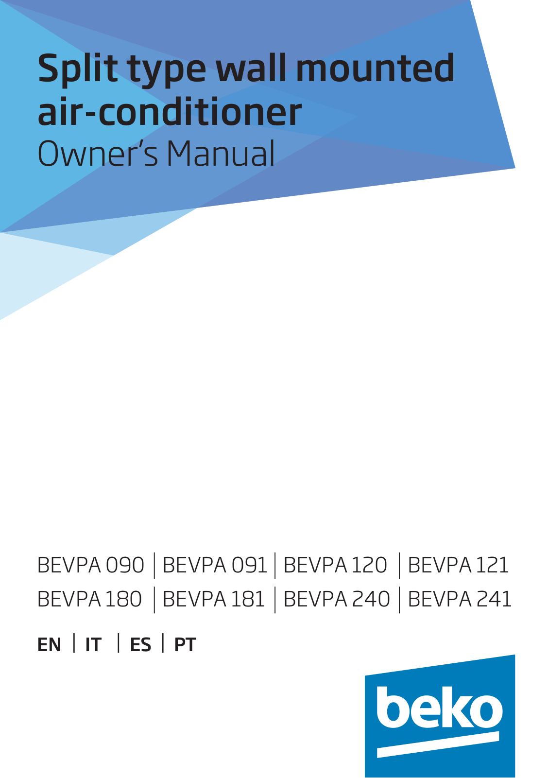 Beko BEVPA 180, BEVPA 120, BEVPA 090, BEVPA 091, BEVPA 121 User manual