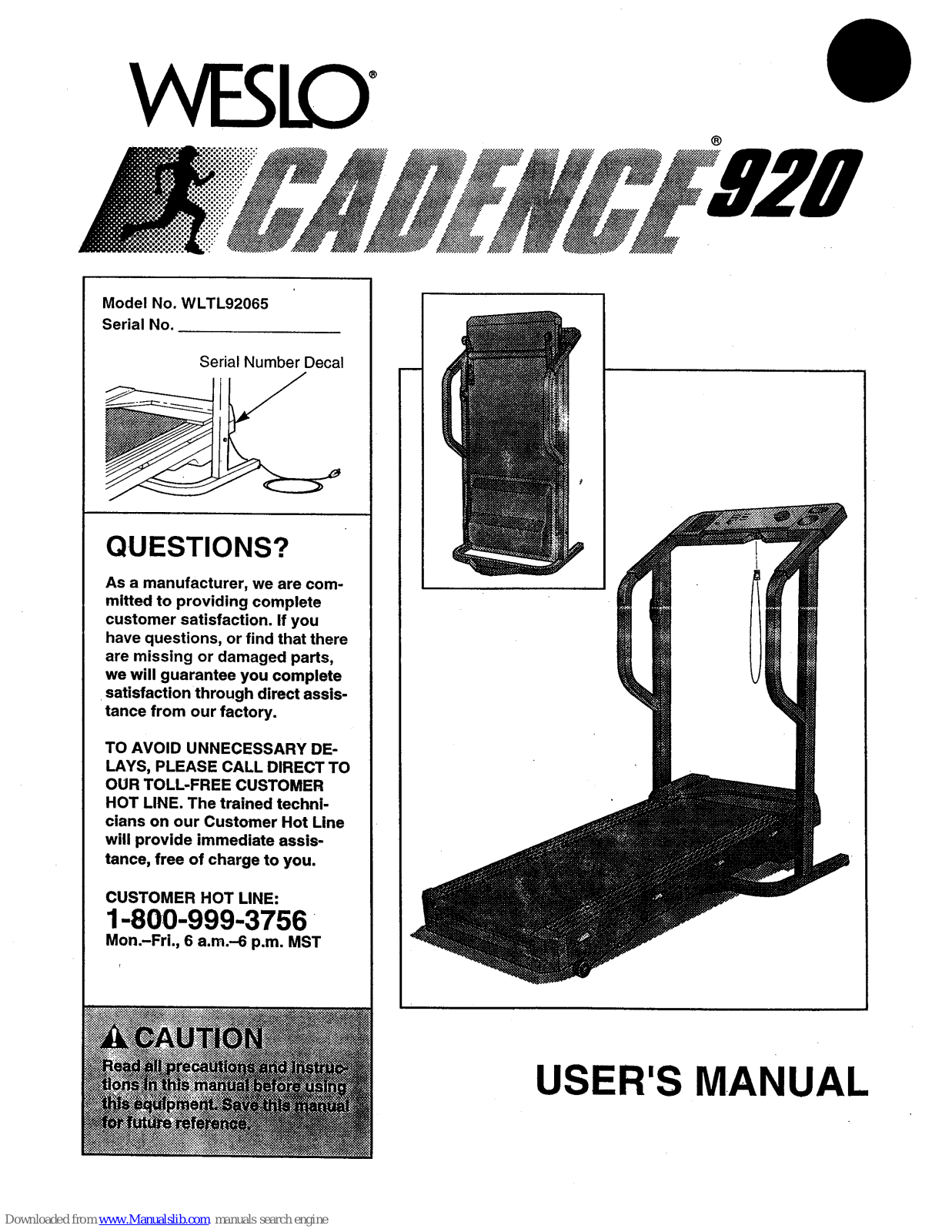 Weslo Cadence 920 User Manual