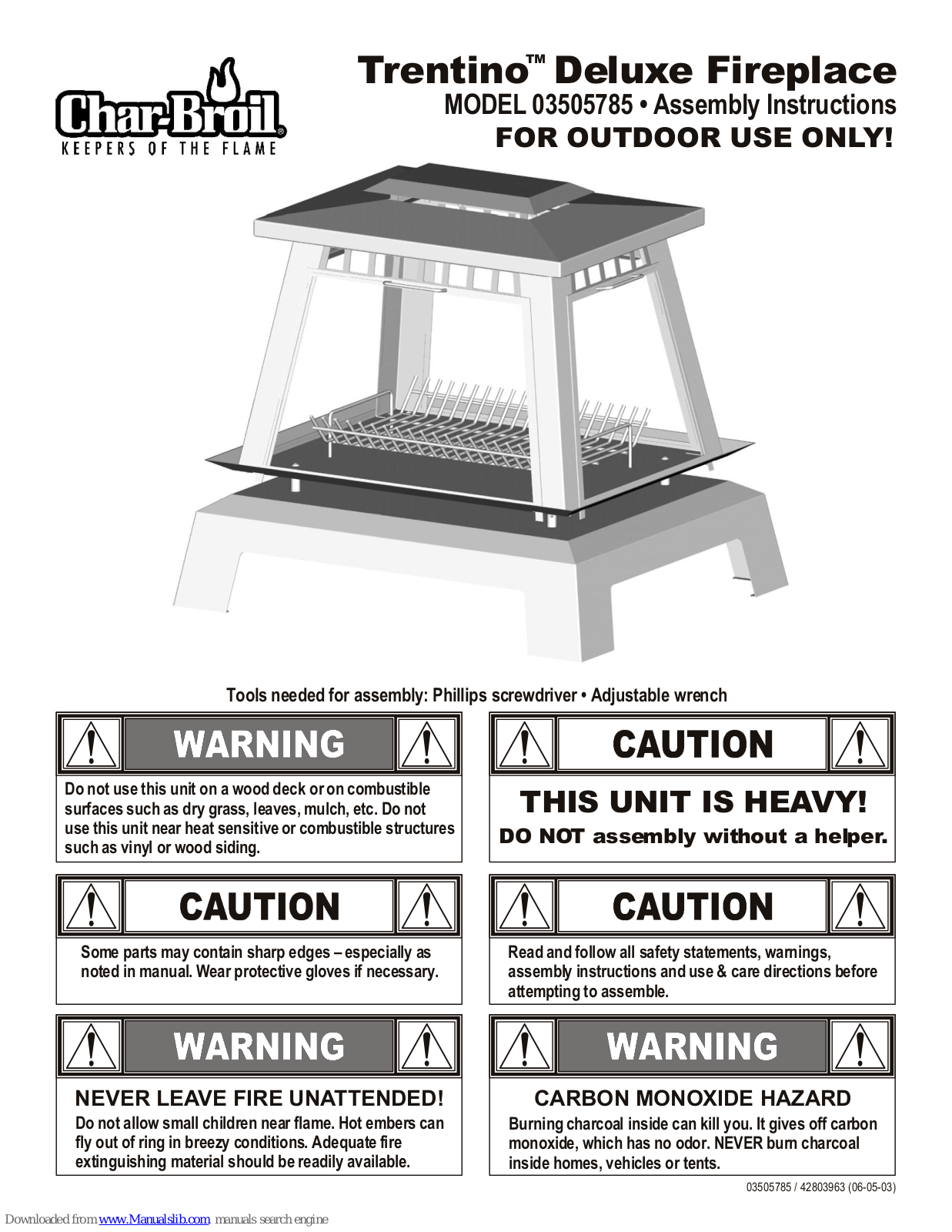 Char-Broil TRENTINO 3505785 Assembly Instructions Manual