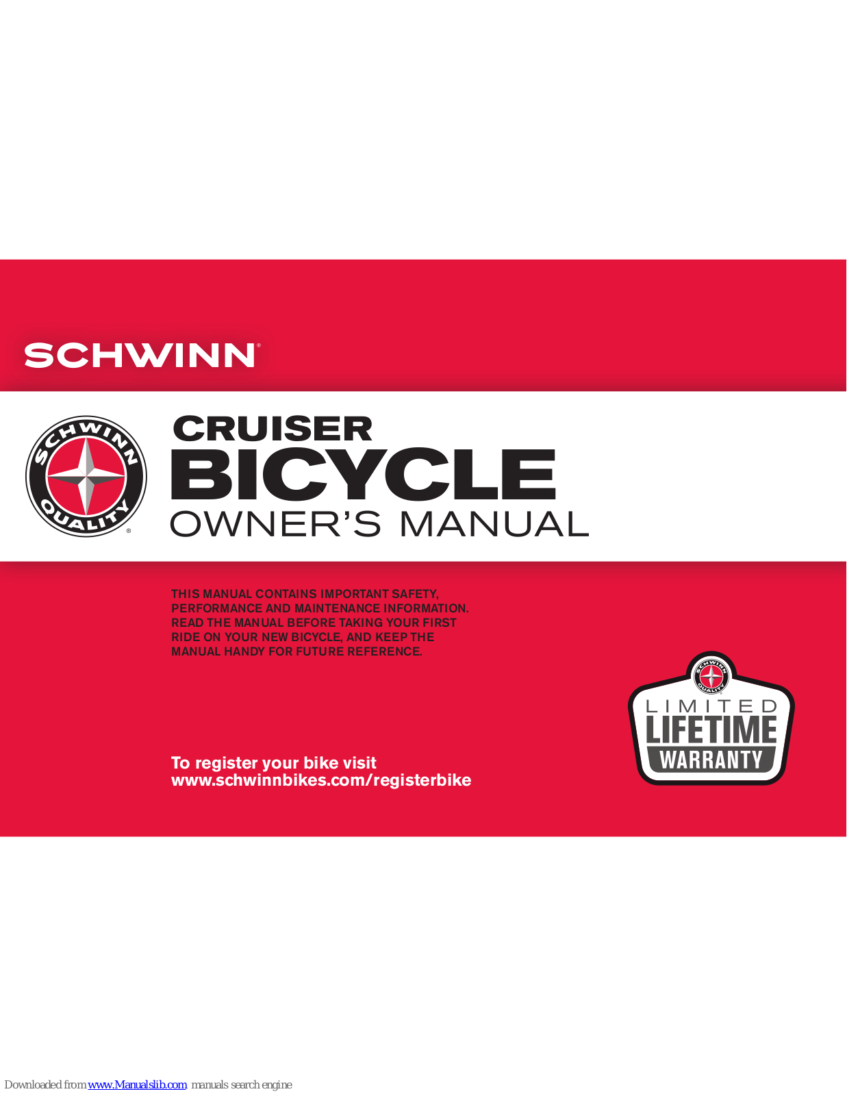 Schwinn S-14 Cruiser Owner's Manual