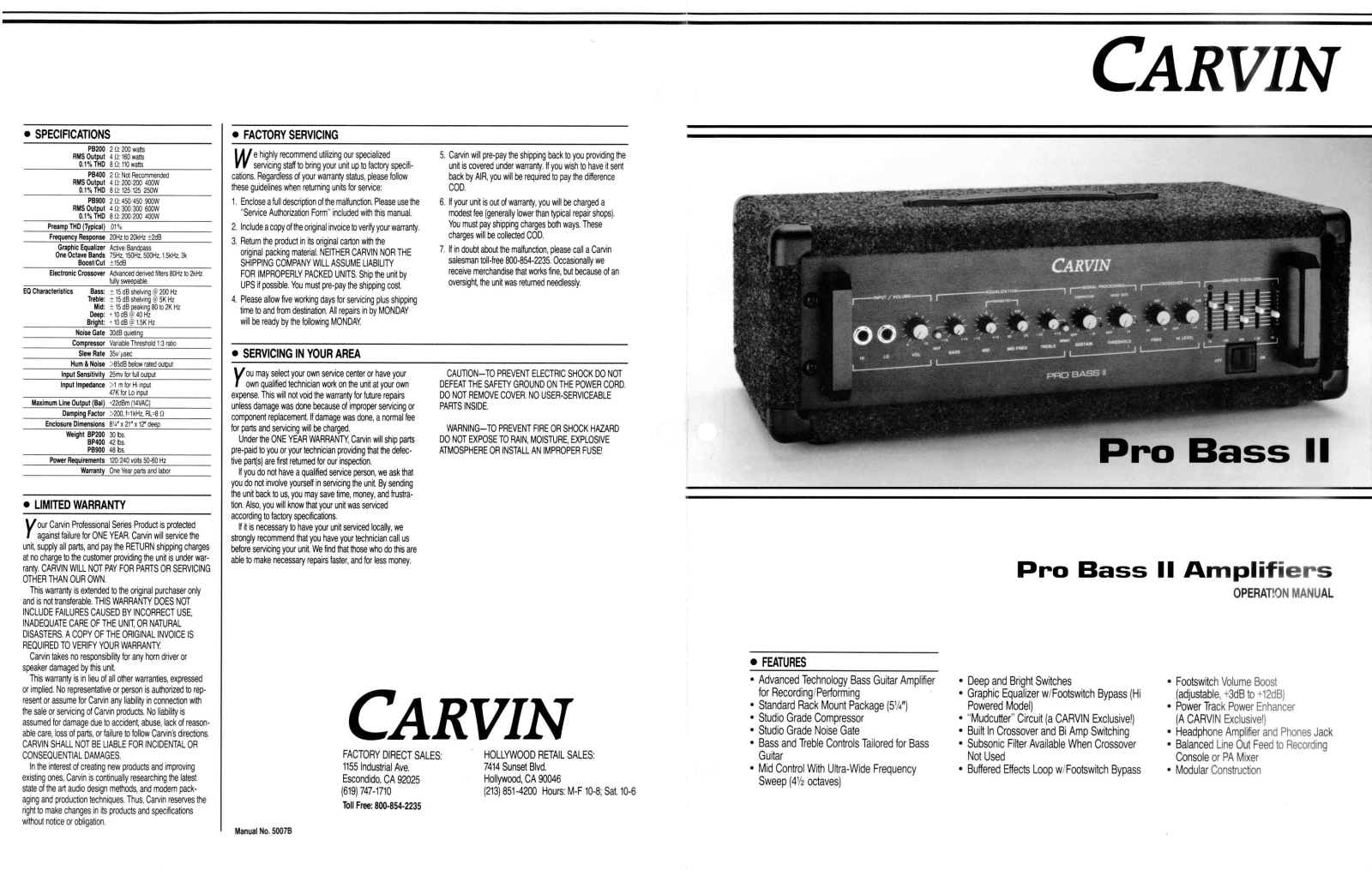 Carvin PRO Bass II User Manual