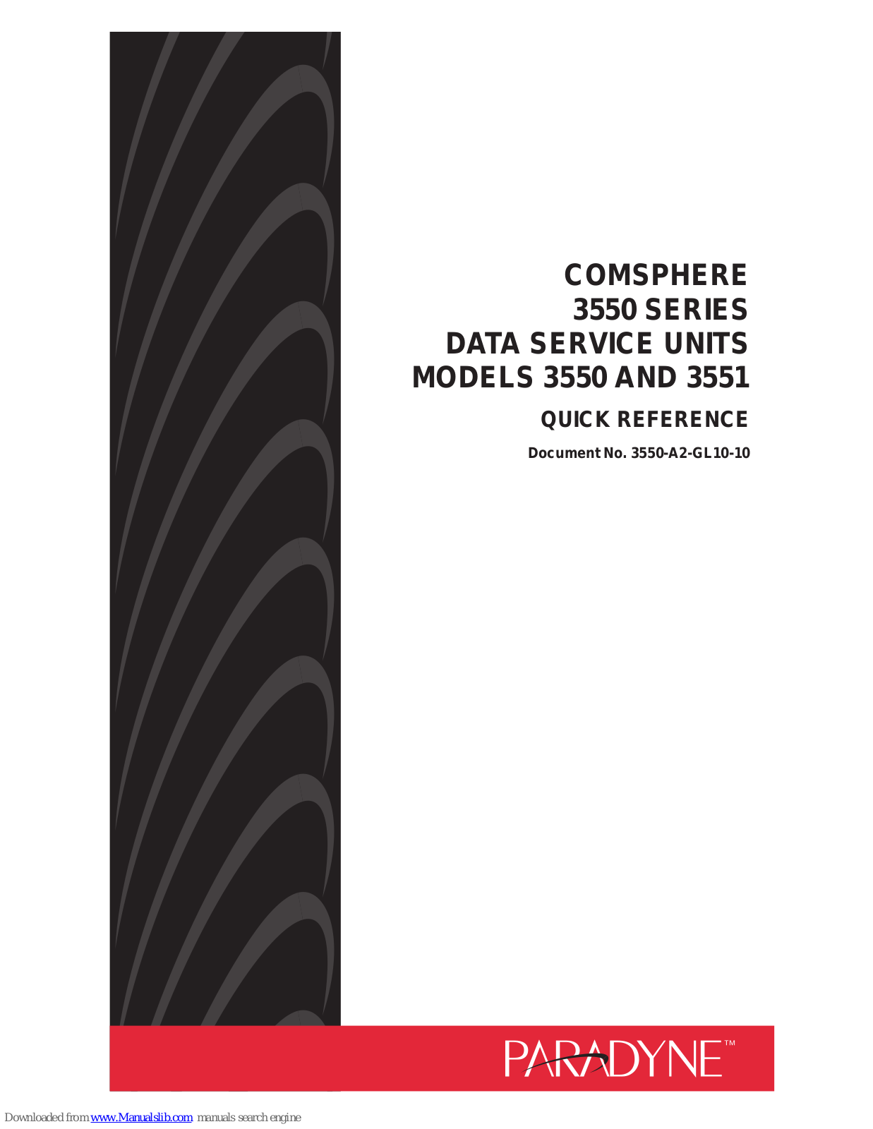 Paradyne Comsphere 3550, Comsphere 3551 Quick Reference Manual