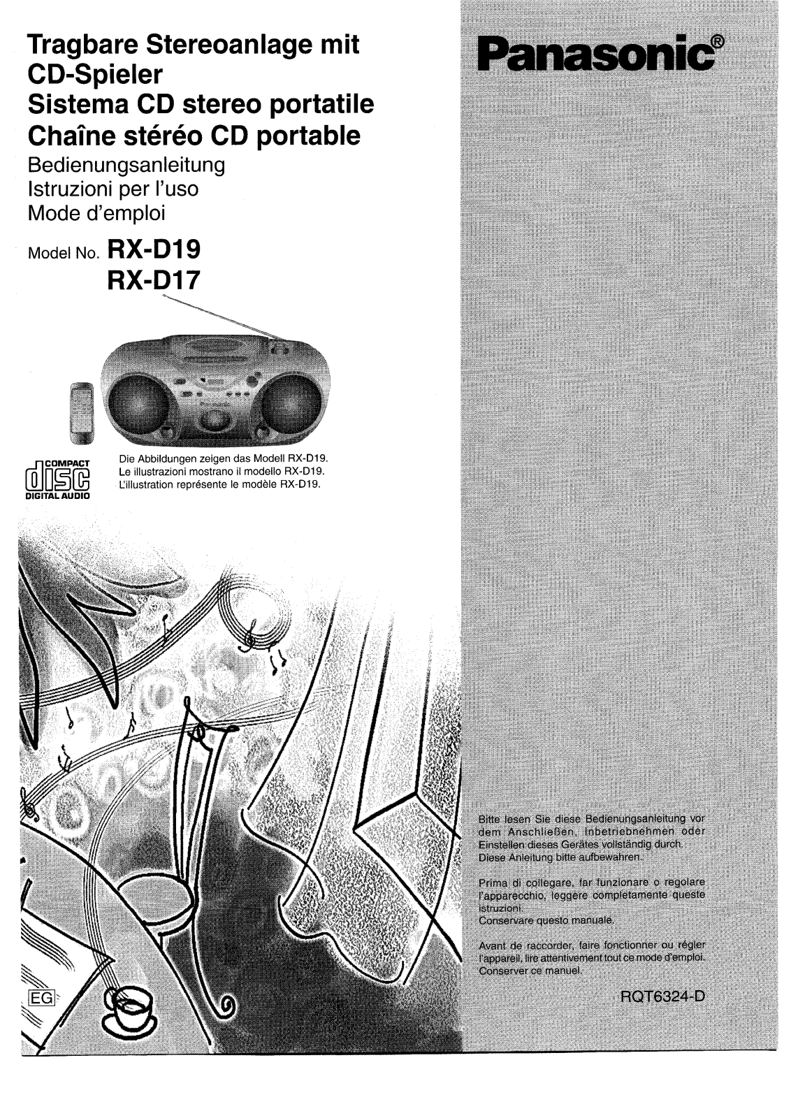 PANASONIC RX-D17EG, RX-D19EG User Manual