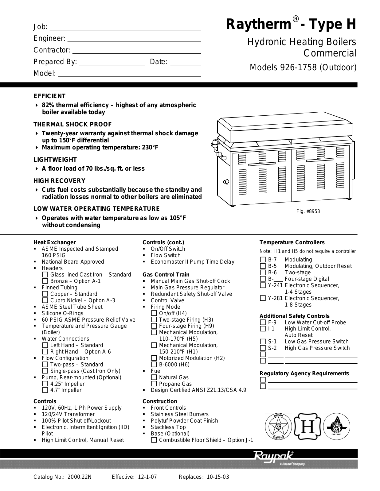 Raypak WH 926-1758 User Manual