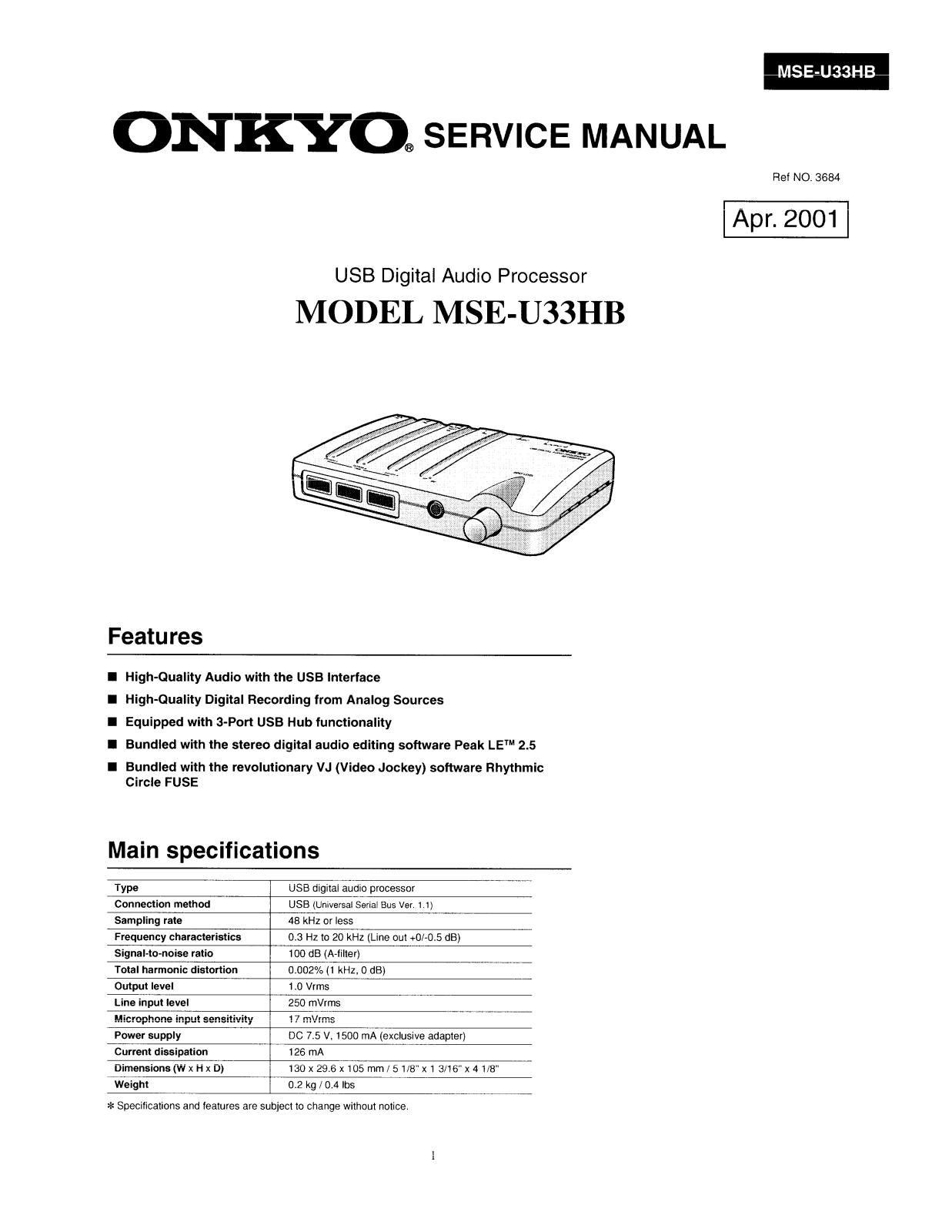 Onkyo MSEU-33-HB Service manual