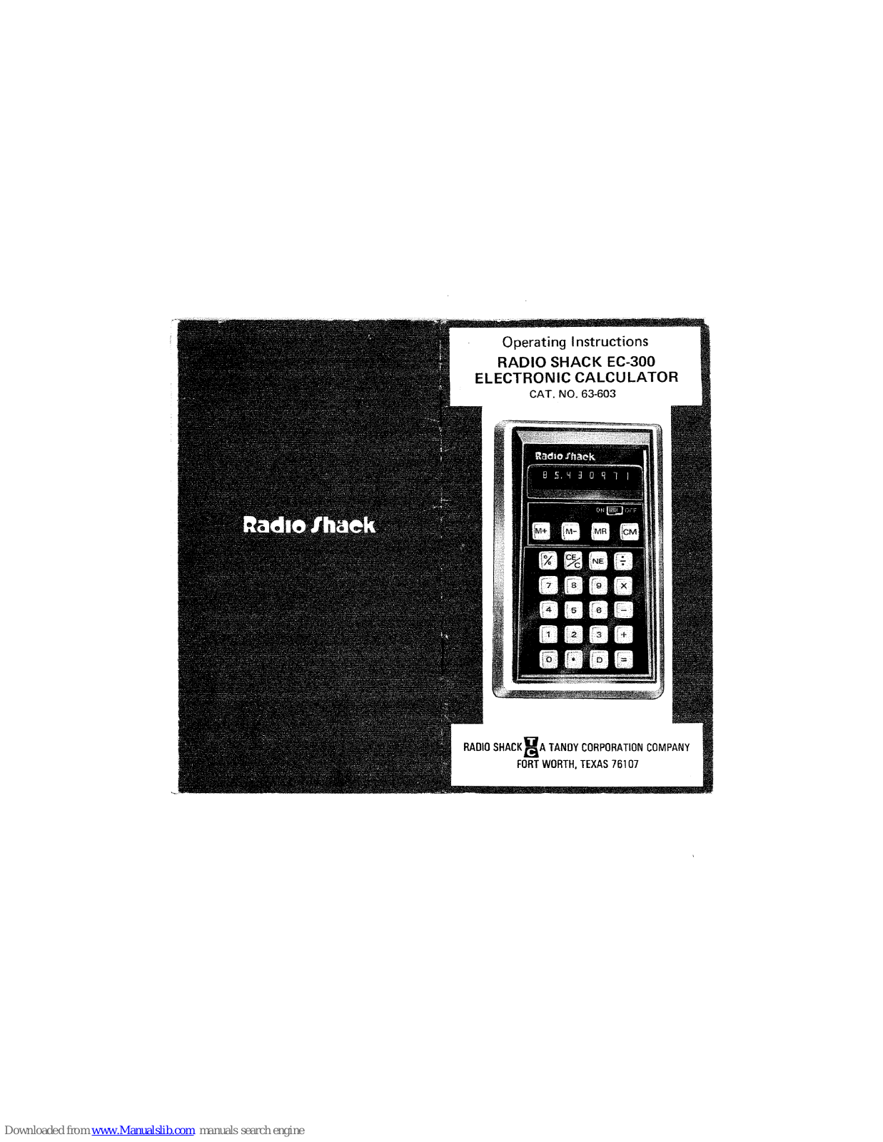 Radio Shack EC-300 Operating Instructions Manual