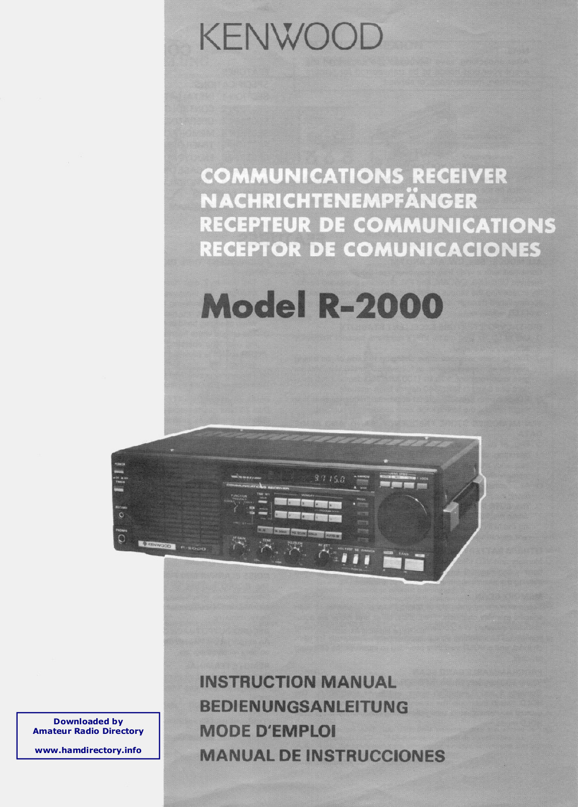 Kenwood TRIO R2000 Service Manual