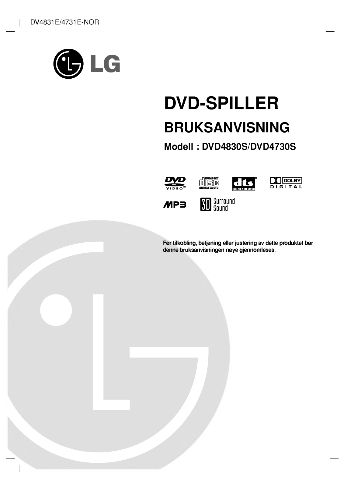 Lg DVD4830S, DVD4730S User Manual