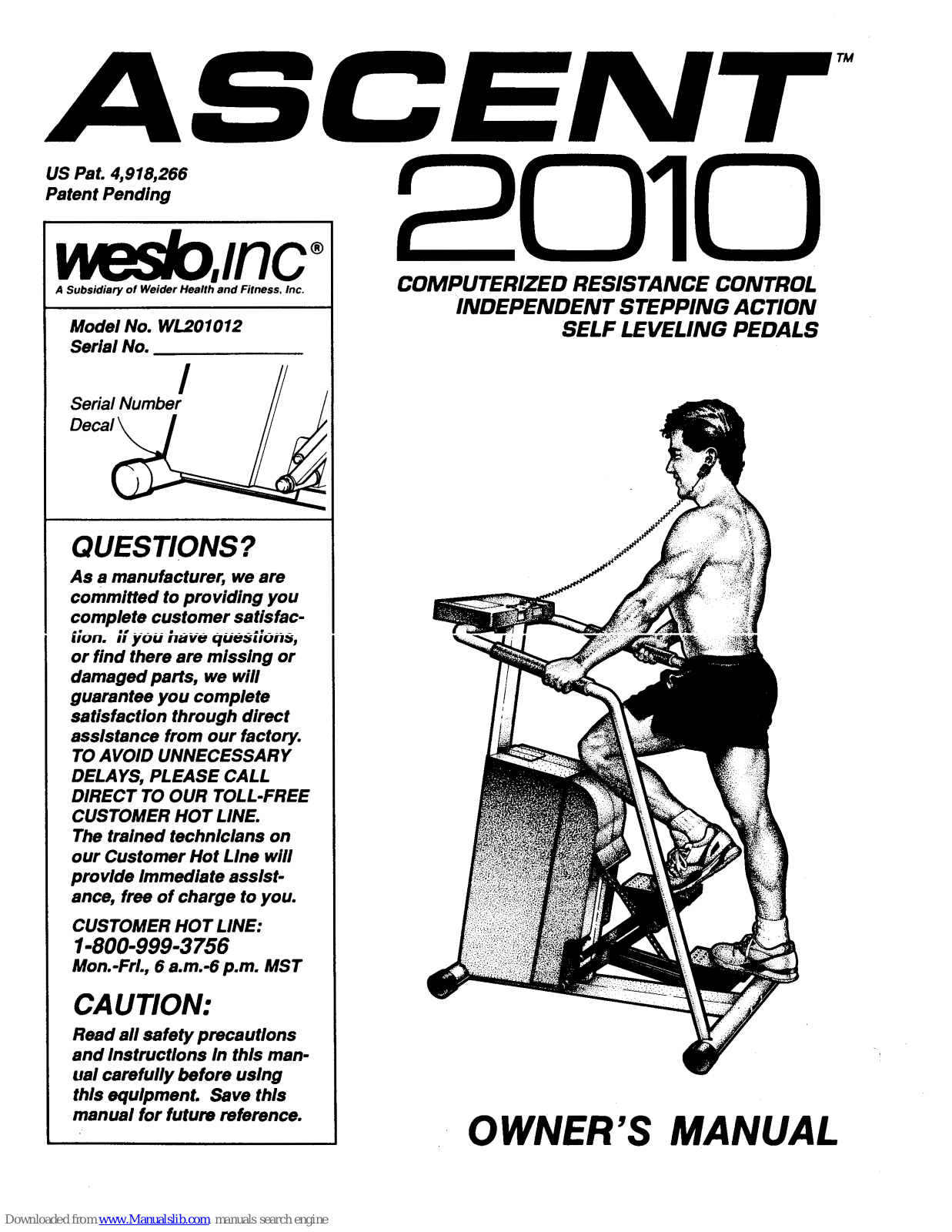 Weslo Ascent 2010 User Manual