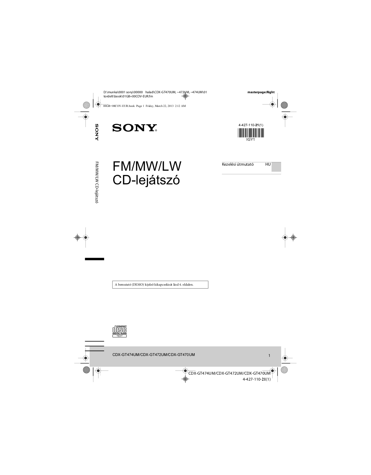 Sony CDX-GT470UM, CDX-GT472UM User Manual