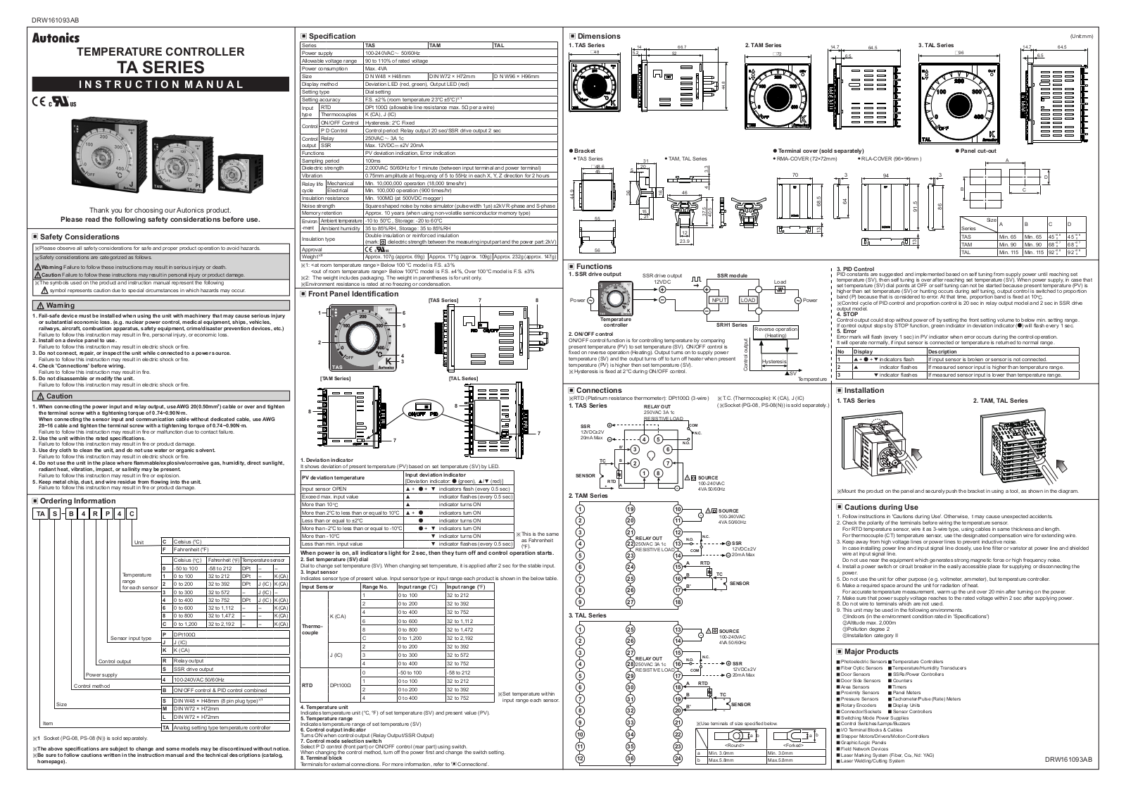 Autonics TA SERIES Instruction Manual