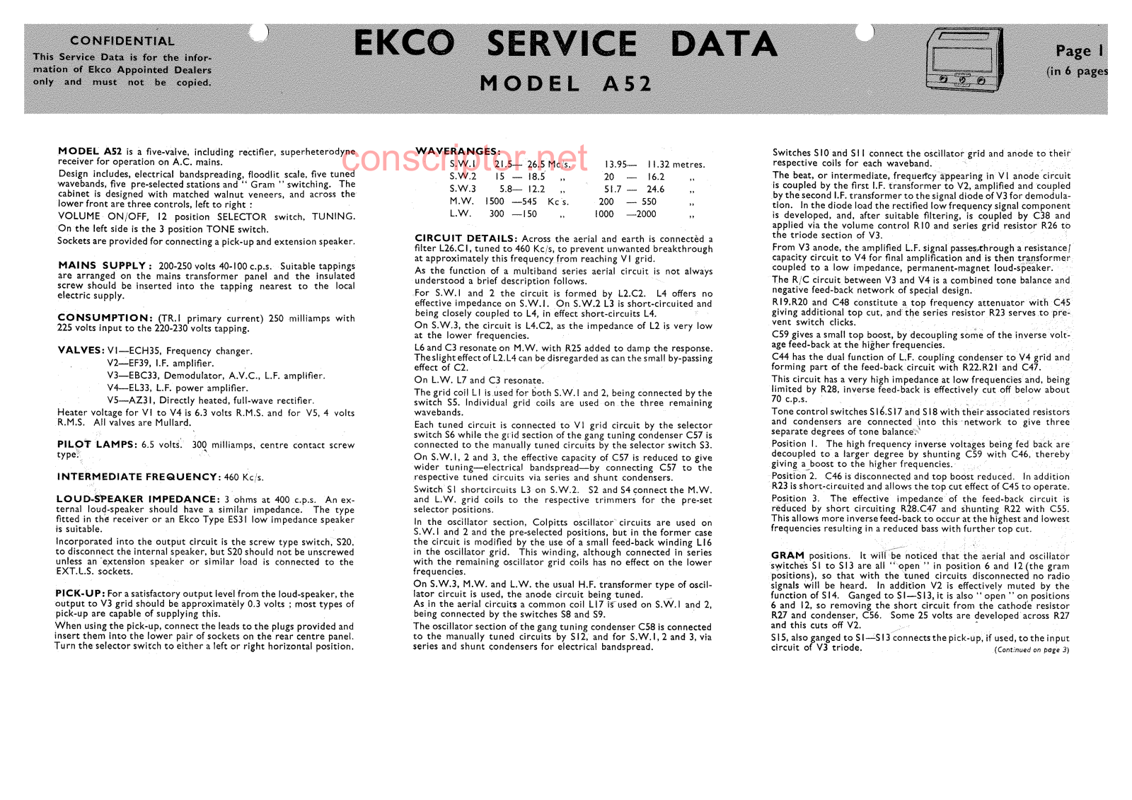 EKCO A52 Service manual