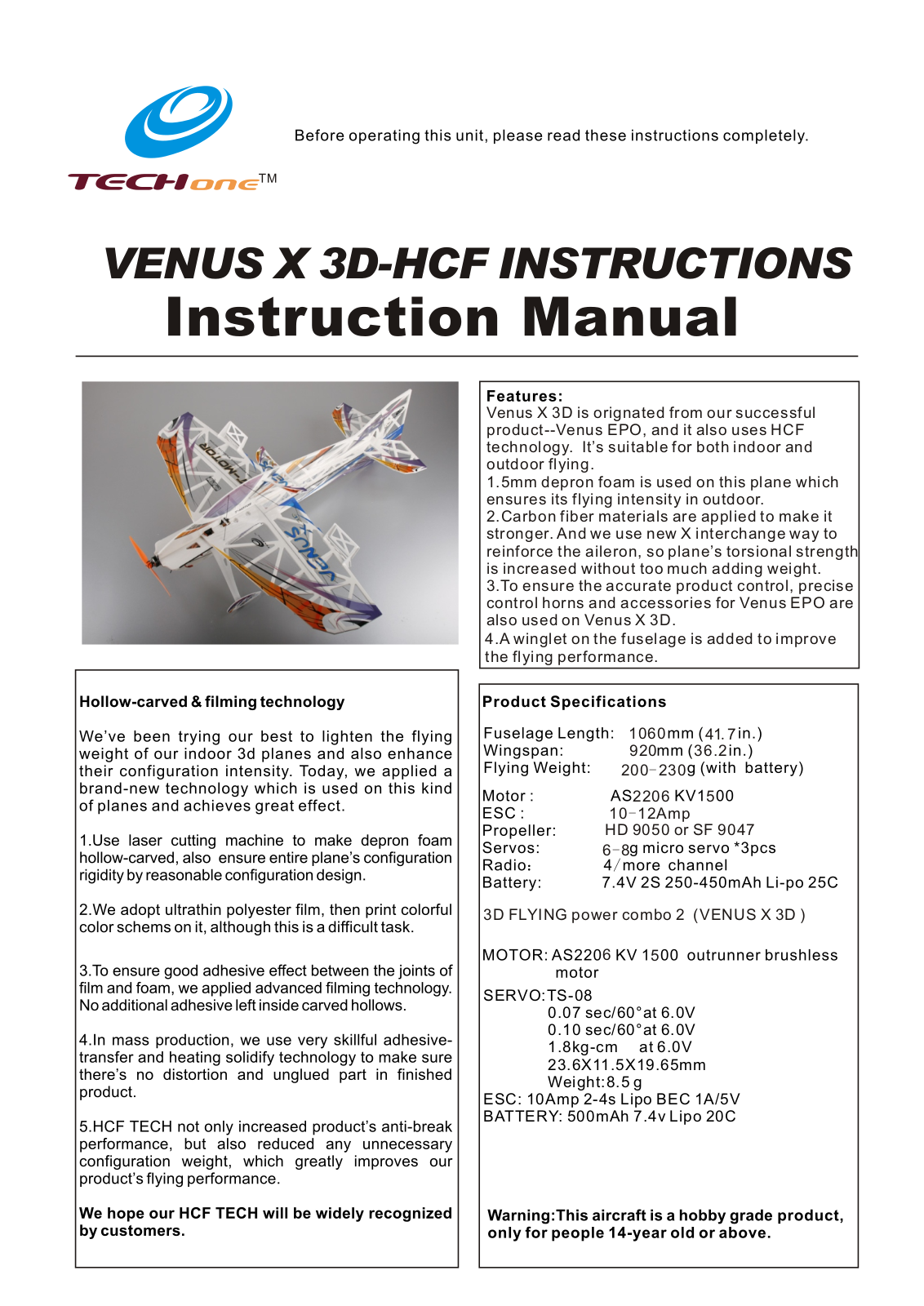 TechOne VENUS X 3D-HCF User guide - ManualMachine.com
