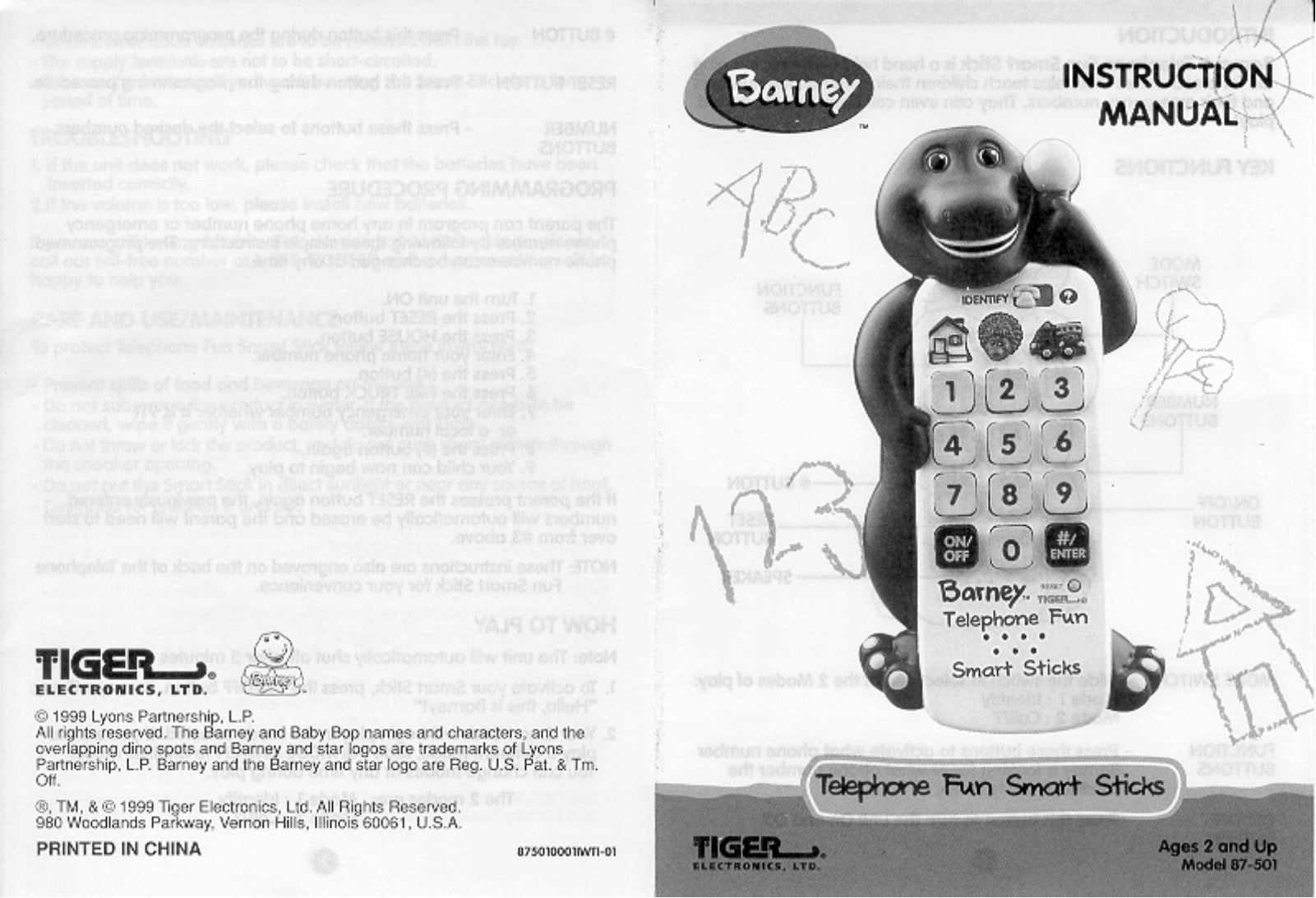 Hasbro Barney Telephone Fun Smart Sticks User Manual