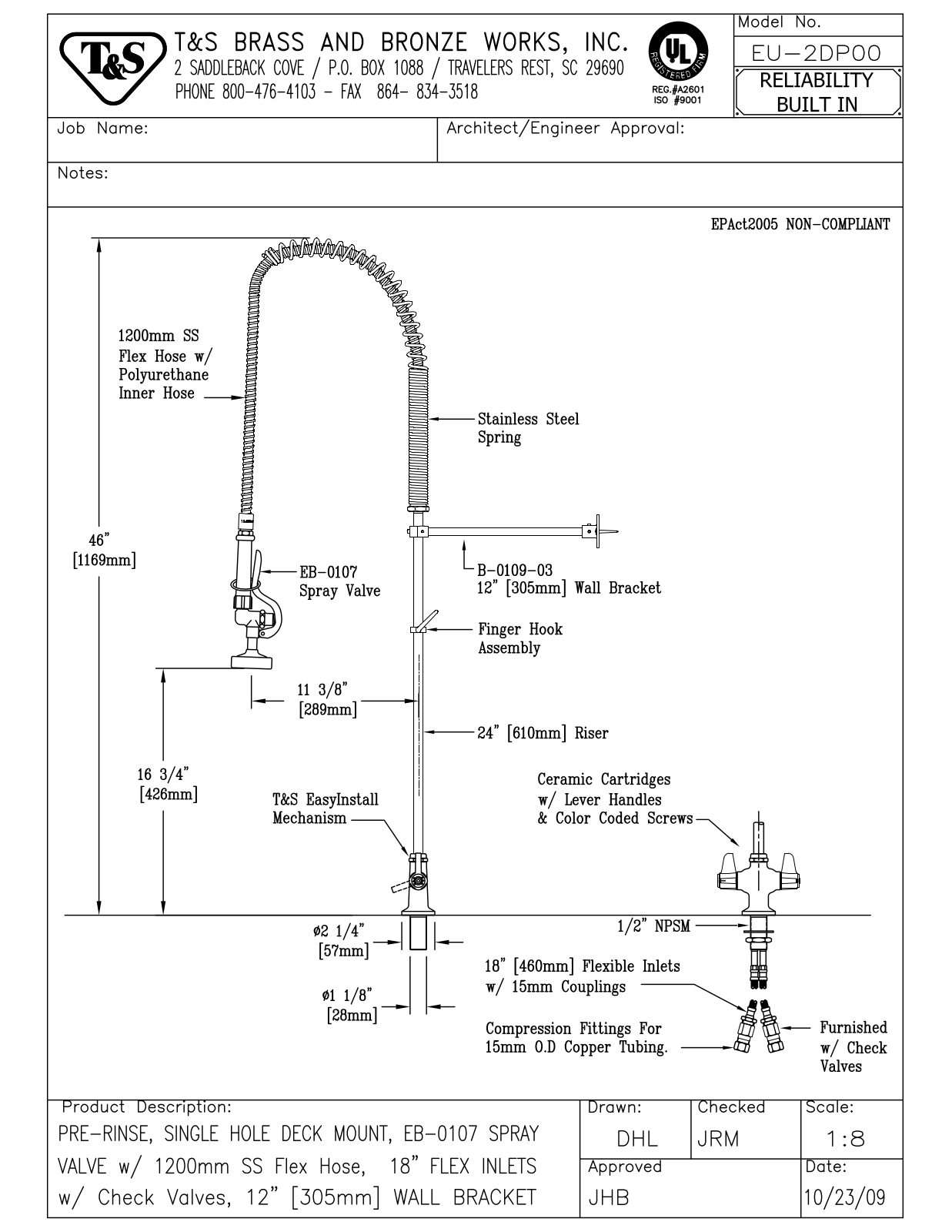 T&S Brass EU-2DP00 User Manual