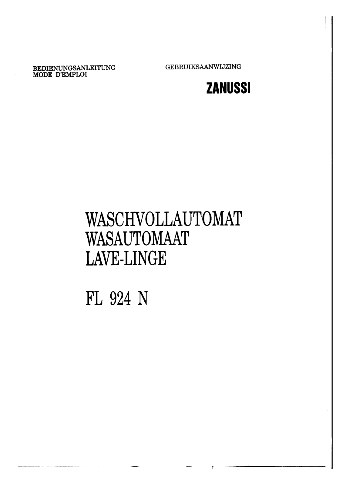 Zanussi FL924N User Manual