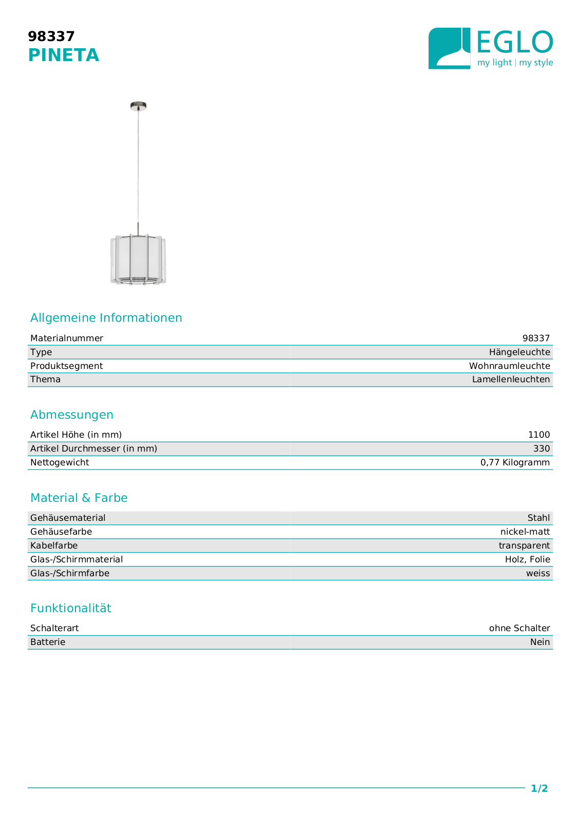 Eglo 98337 Service Manual