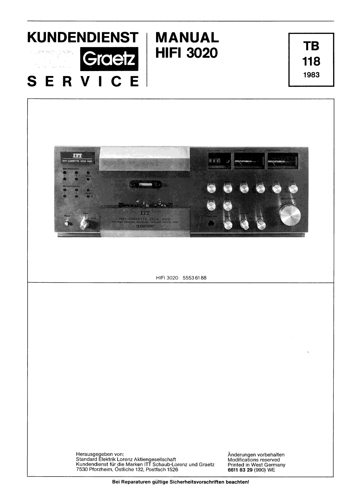 ITT hifi 3020 Service Manual