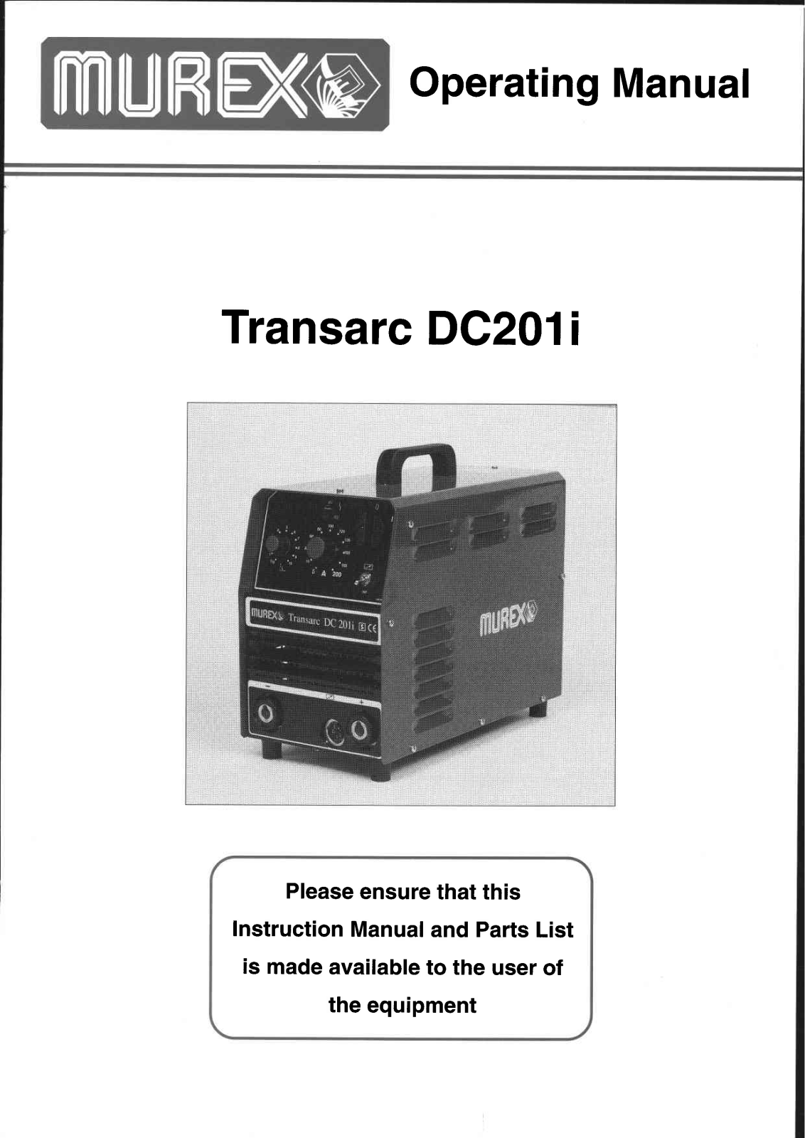 ESAB Transarc DC201i Instruction manual / Spare parts list (Replacement parts)