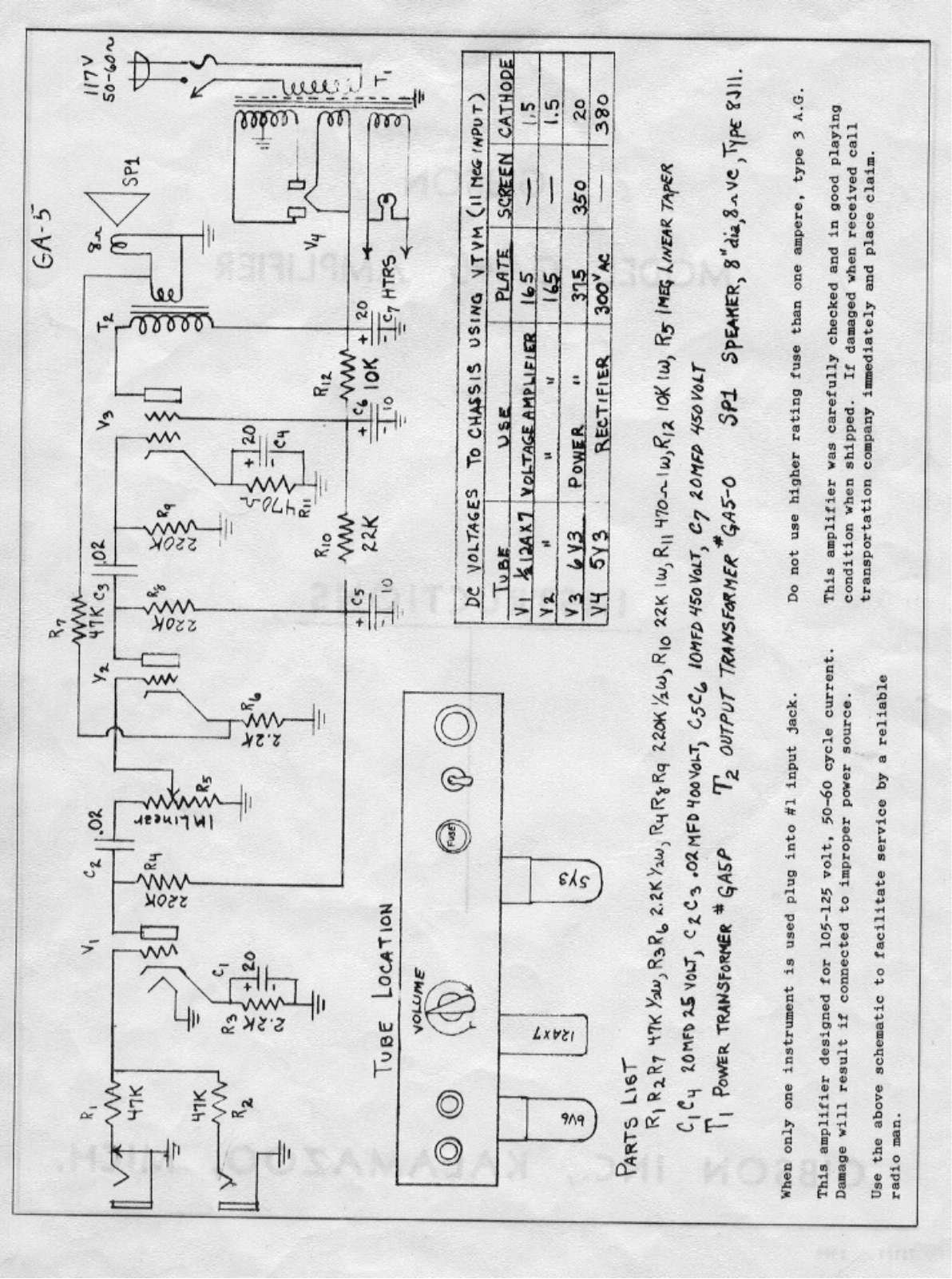 Gibson ga 5 schematic