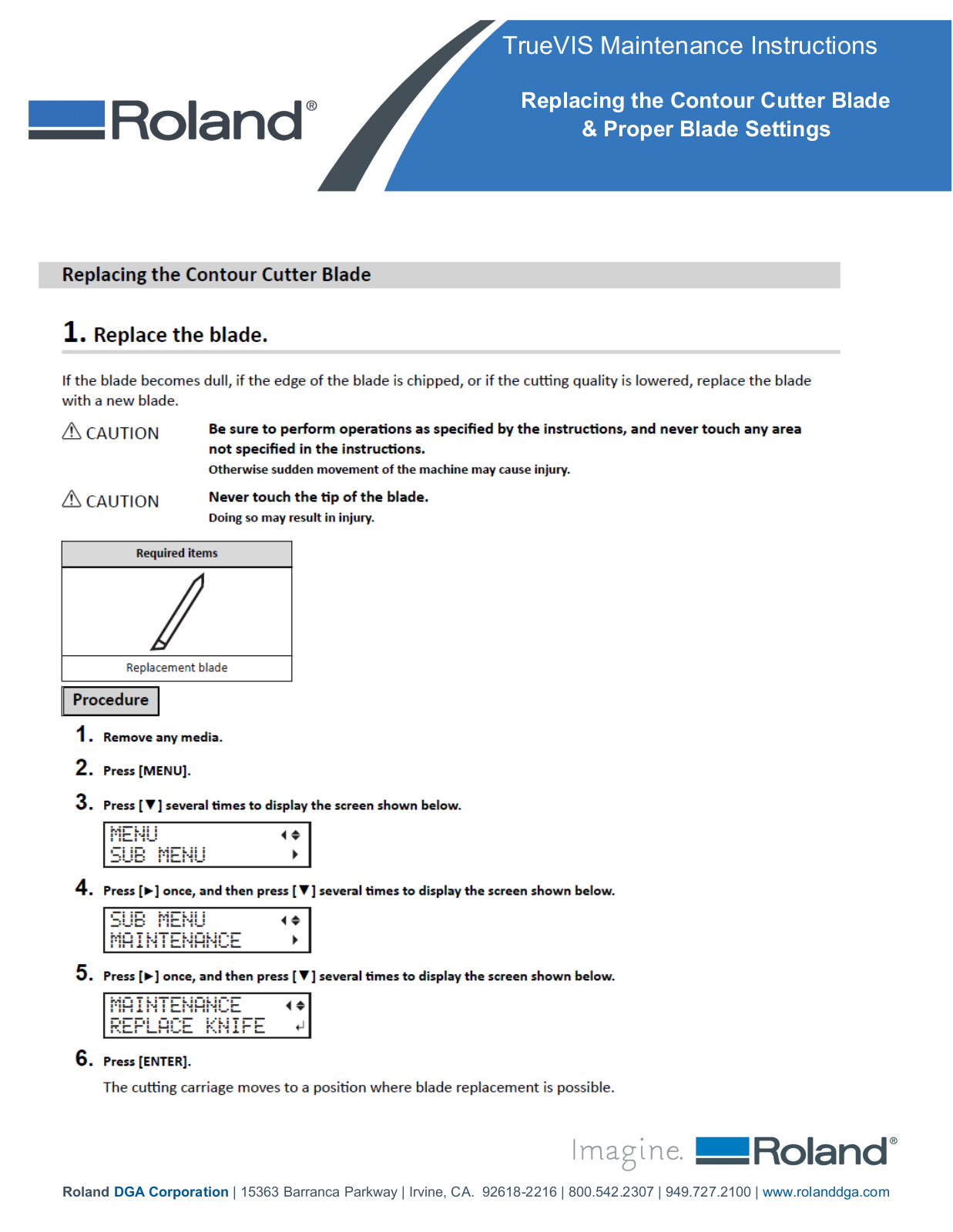 Roland TrueVIS Series Maintenance Instructions Manual