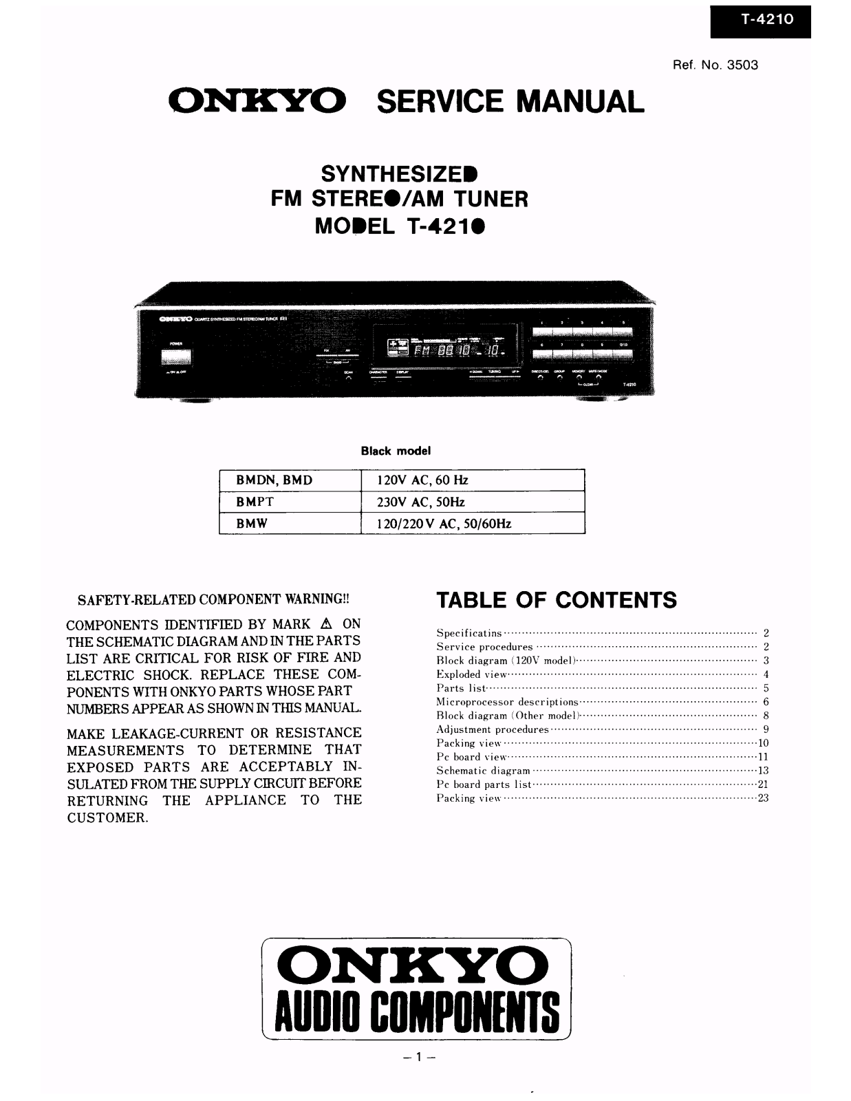 Onkyo T-4210 Service manual