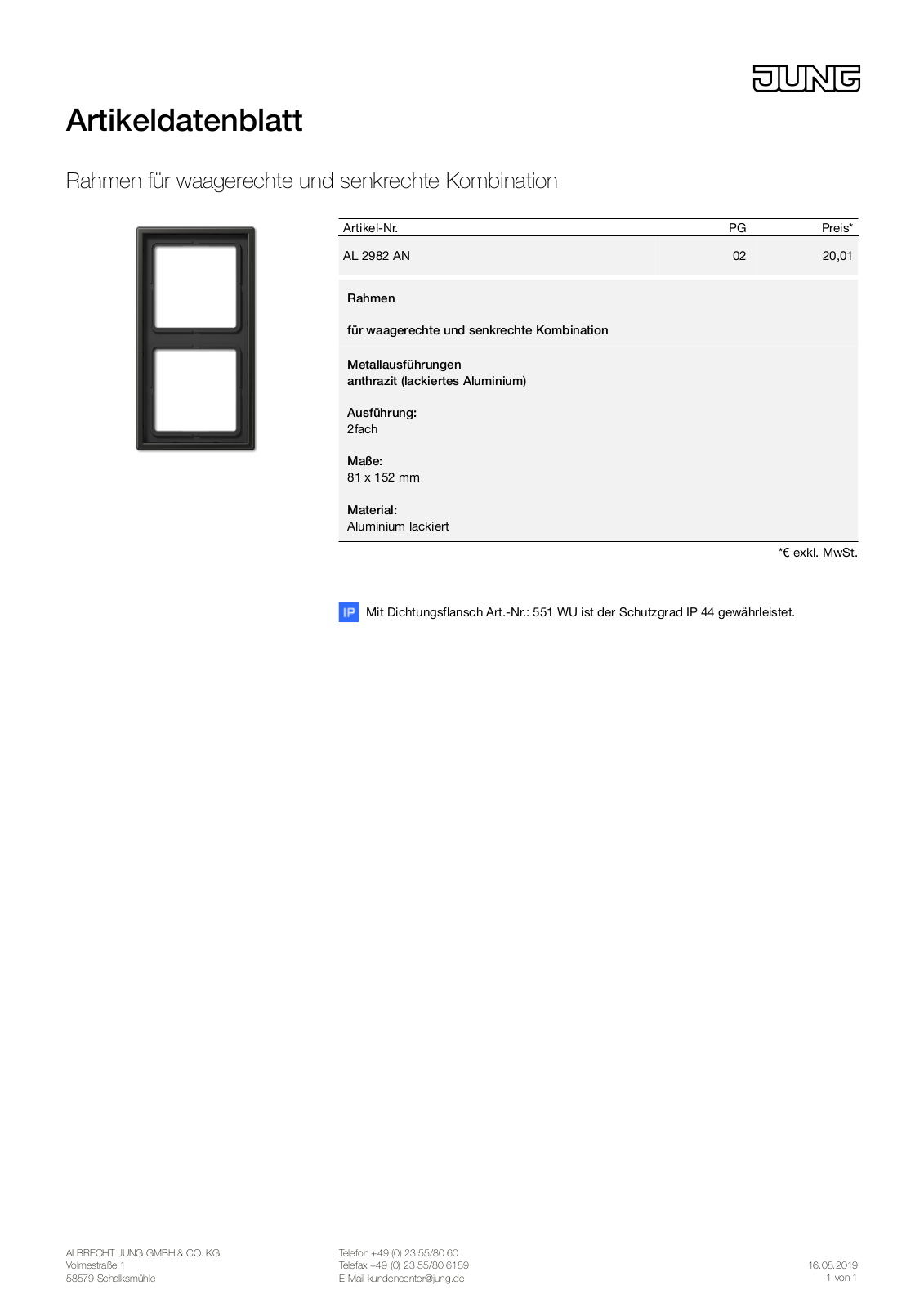 Jung AL 2982 AN User Manual