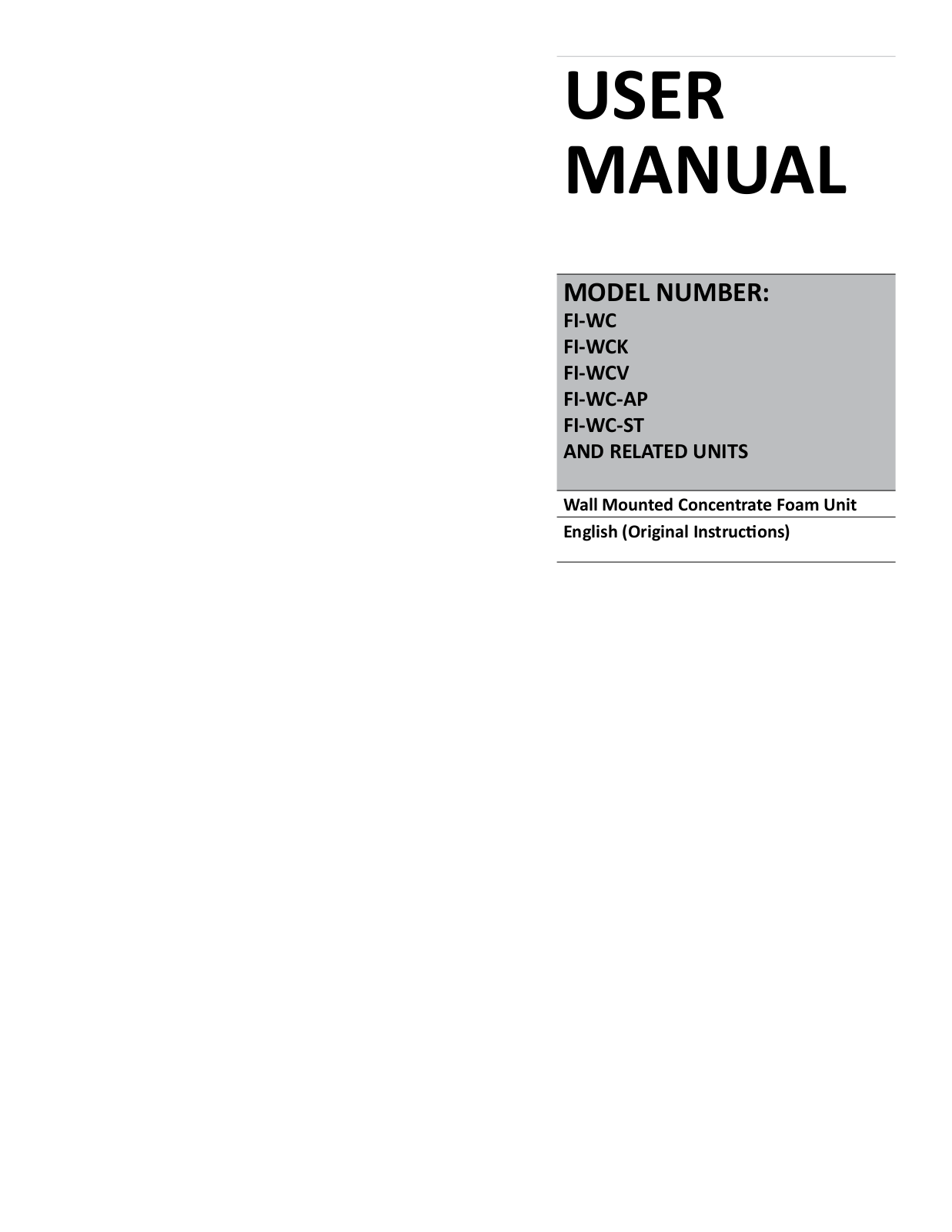 FoamIt FI-WC, FI-WCK, FI-WCV, FI-WC-AP, FI-WC-ST User Manual - ManualMachine.com