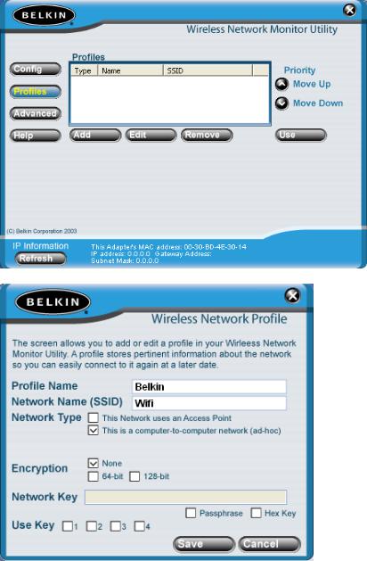 Belkin RESEAU EN MODE AD HOC WIFI-SANS INTERNET User Manual