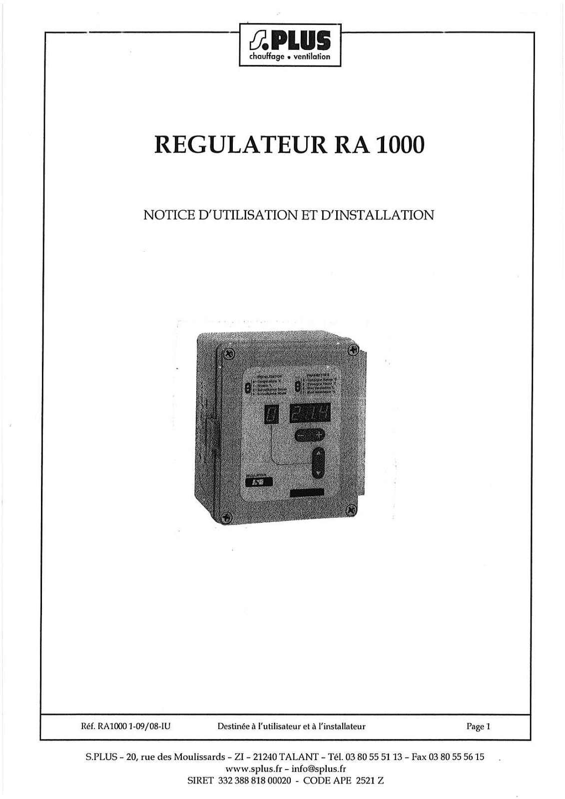 S.PLUS RA 1000 User Manual