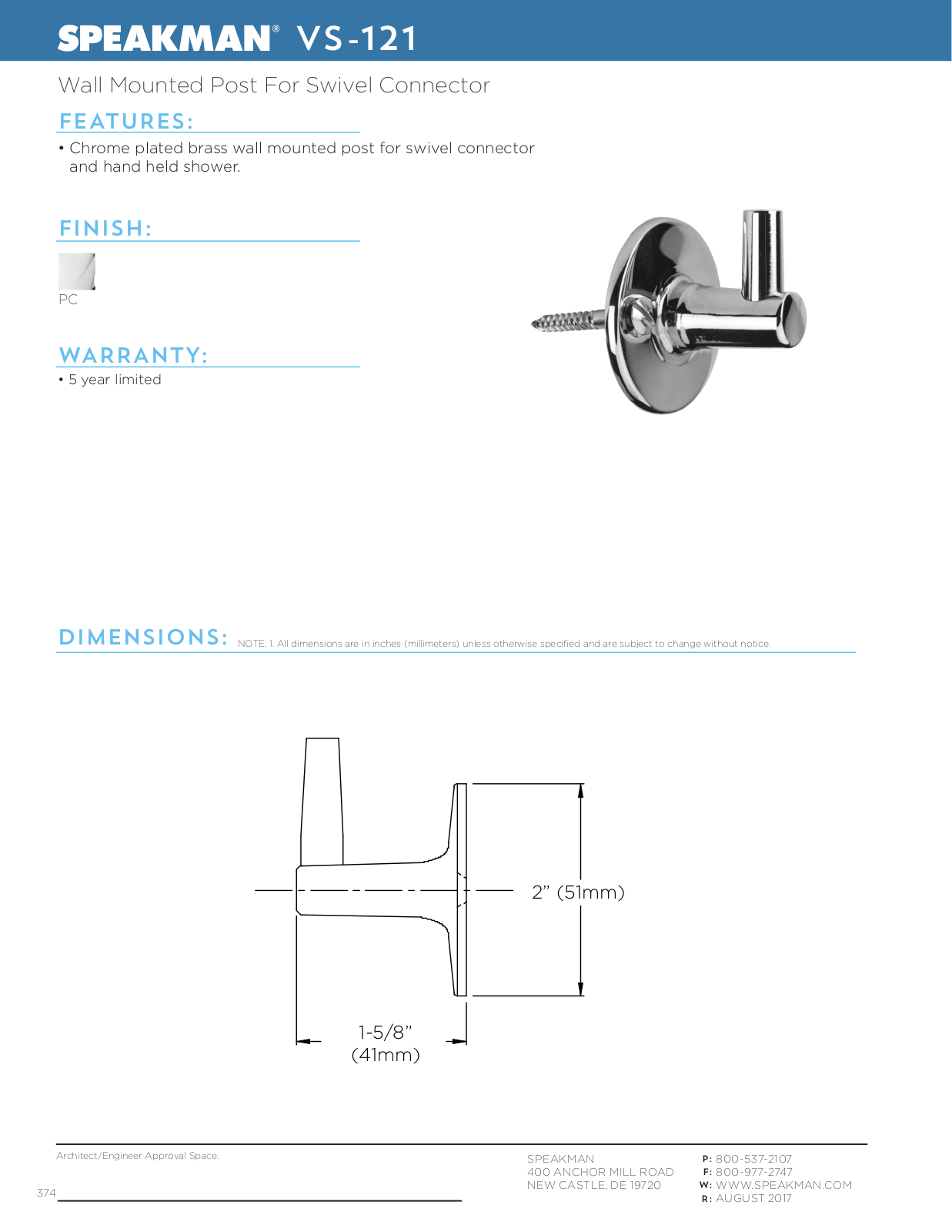 Speakman SPK2083 Specifications & Dimensions - ManualMachine.com