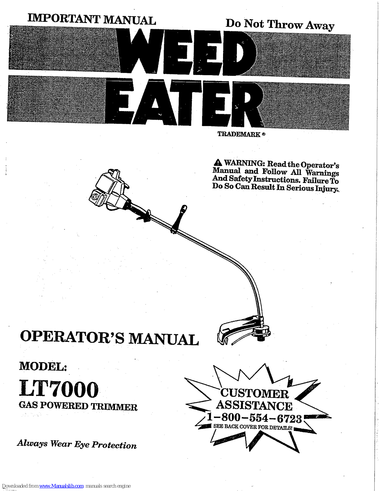 Weed Eater LT7000 Operator's Manual