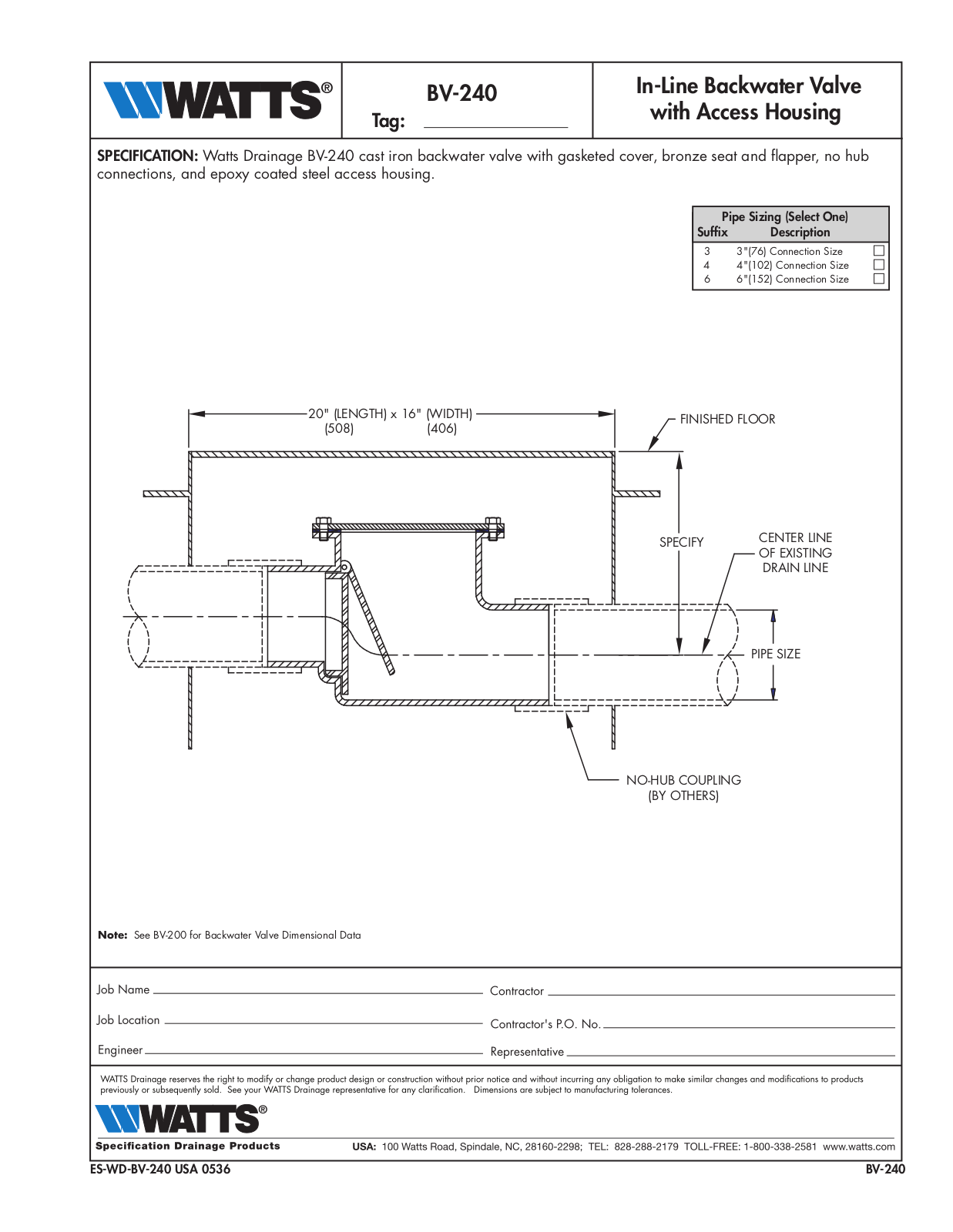 Watts BV-240 User Manual