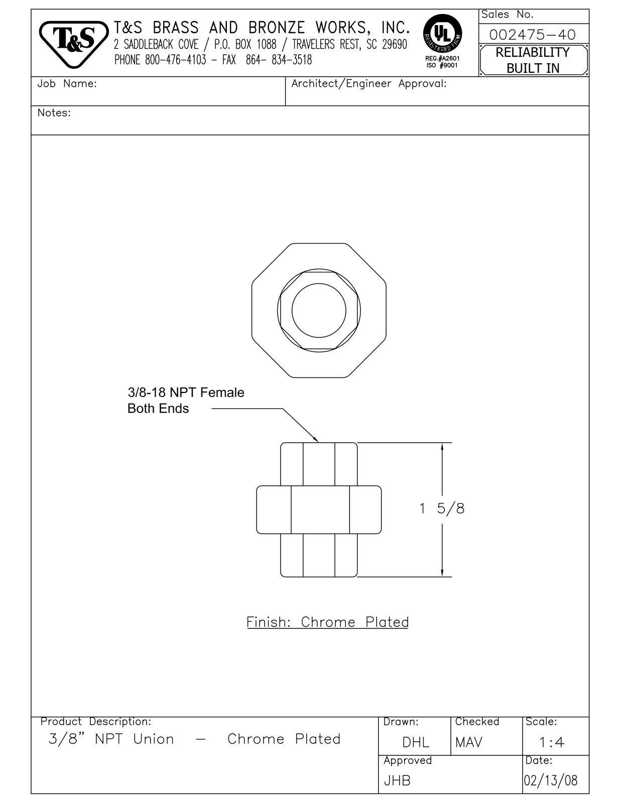 T&S Brass 002475-40 User Manual