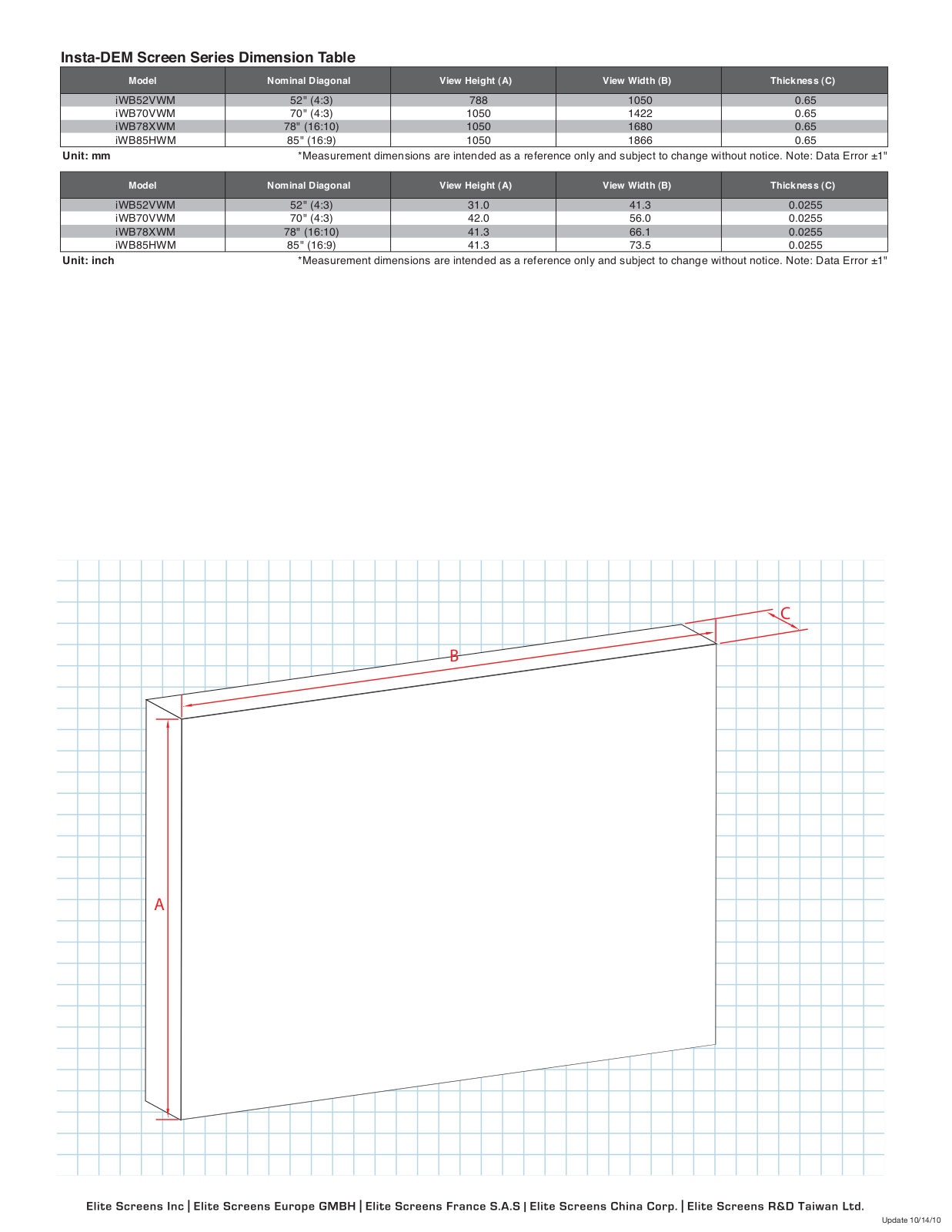 Elite Screens ELI1436 Dimensions - ManualMachine.com