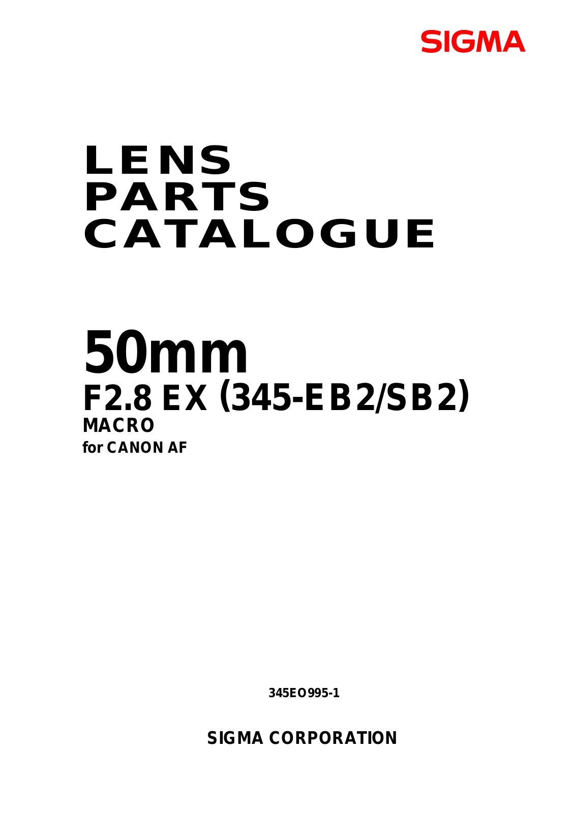 Sigma 50mm f2.8 EX Macro Parts List (Canon version)