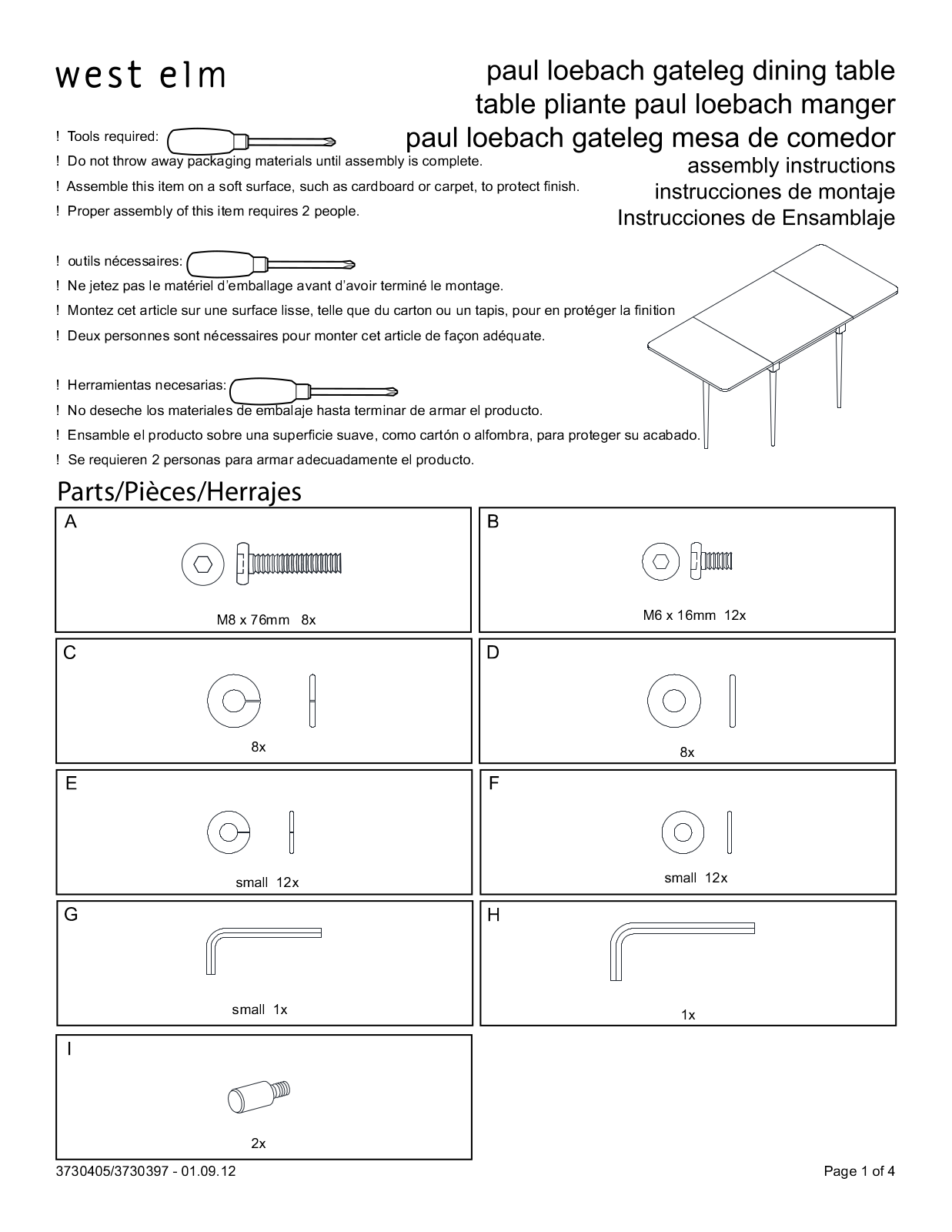 West Elm Paul Loebach Dining Table Assembly Instruction