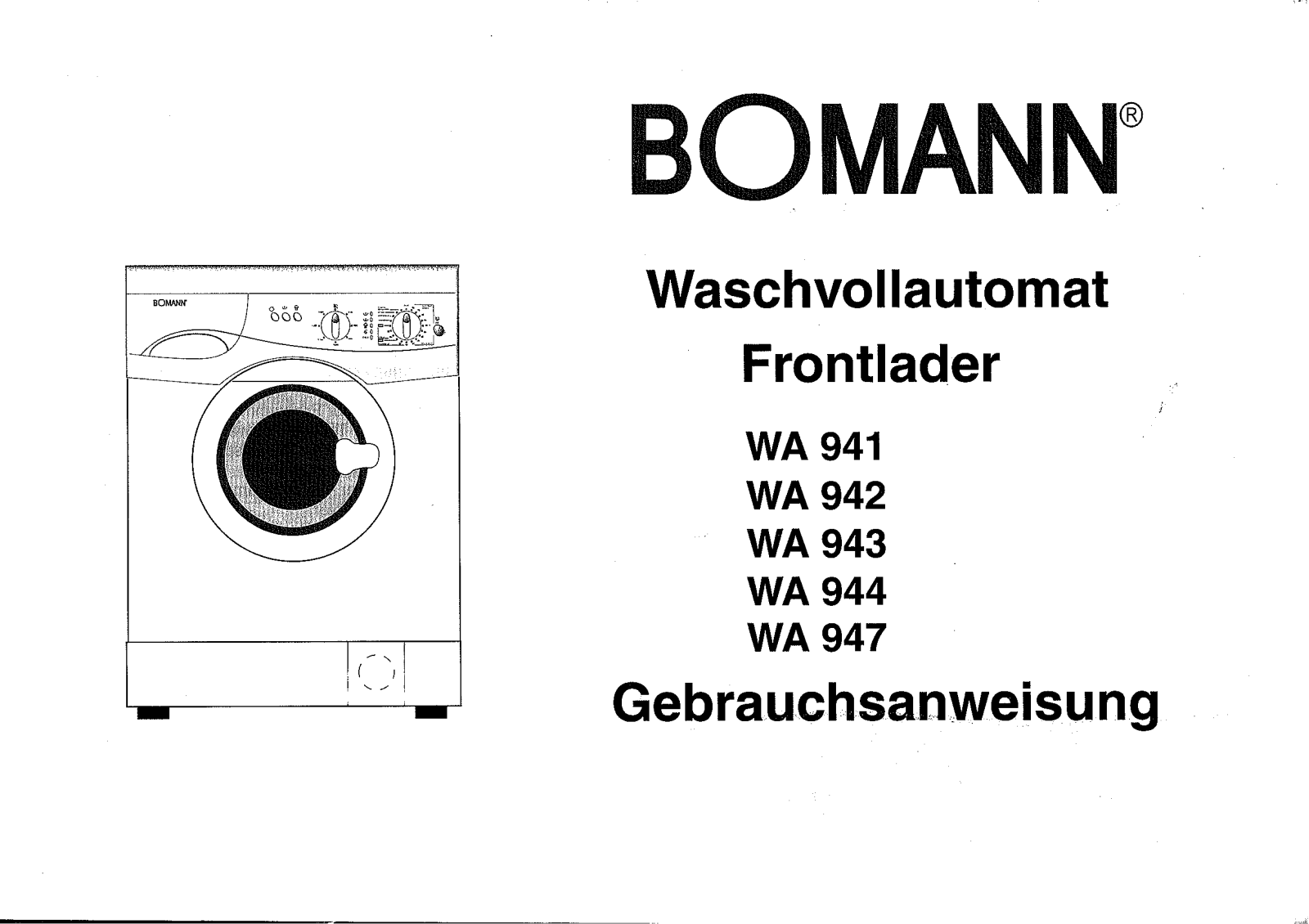Bomann WA 947, WA 943, WA 941, WA 944, WA 942 User Manual