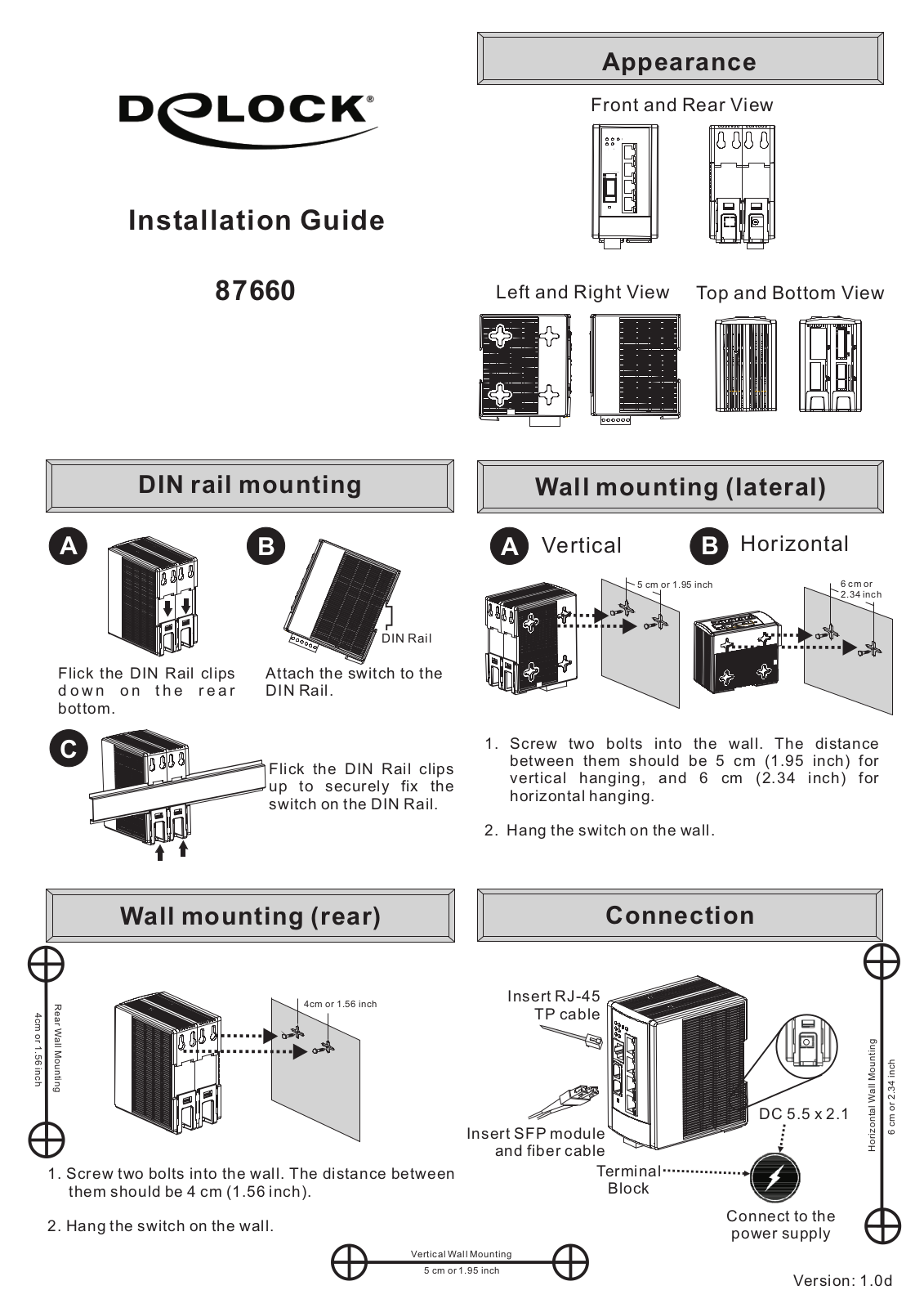 DeLOCK Railmount Gigabit switch, 4x RJ-45, 1x SFP Service Manual