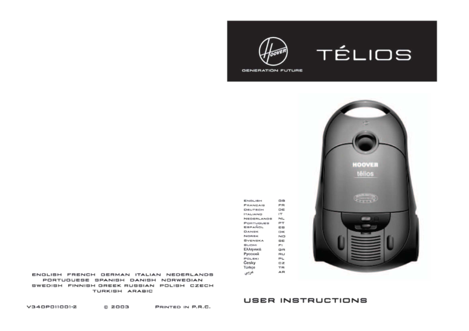 HOOVER T5856, T 5711, T 5725, T 5731, T 5735 User Manual