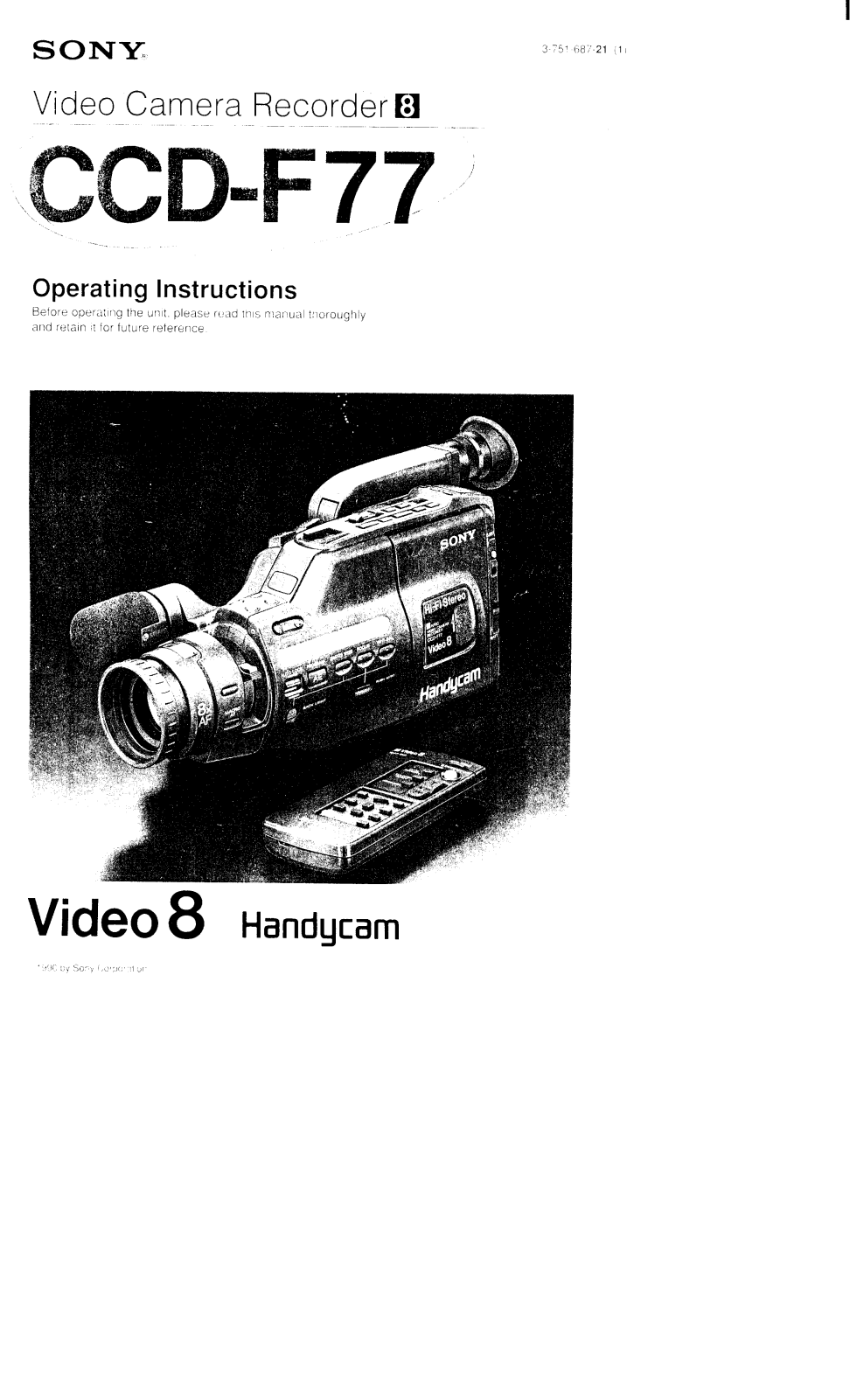 Sony CCD-F77 Operating Instruction