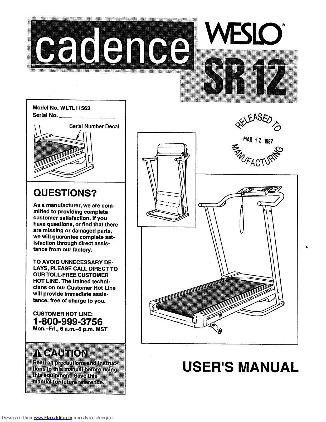 Weslo Cadance Sr12 User Manual