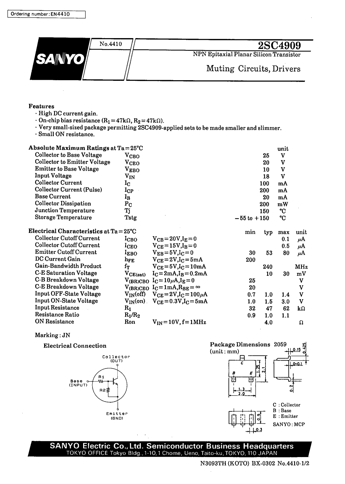 SANYO 2SC4909 Datasheet