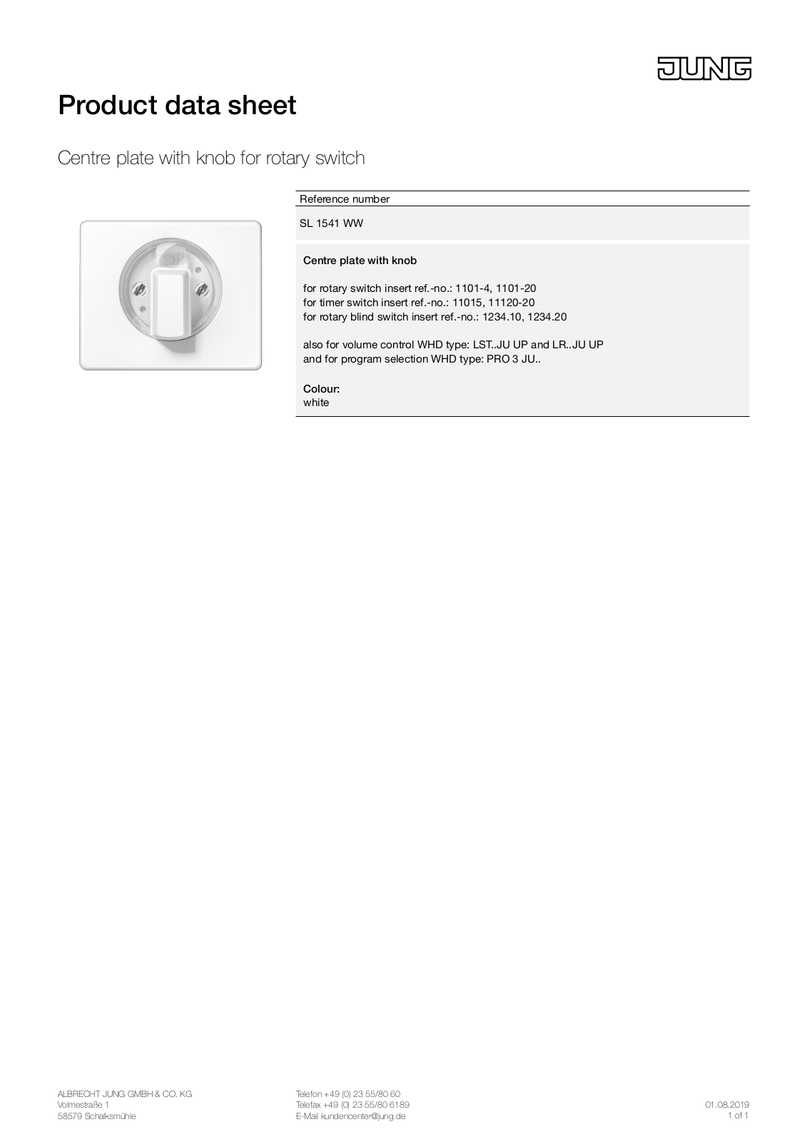 Jung SL 1541 WW User Manual