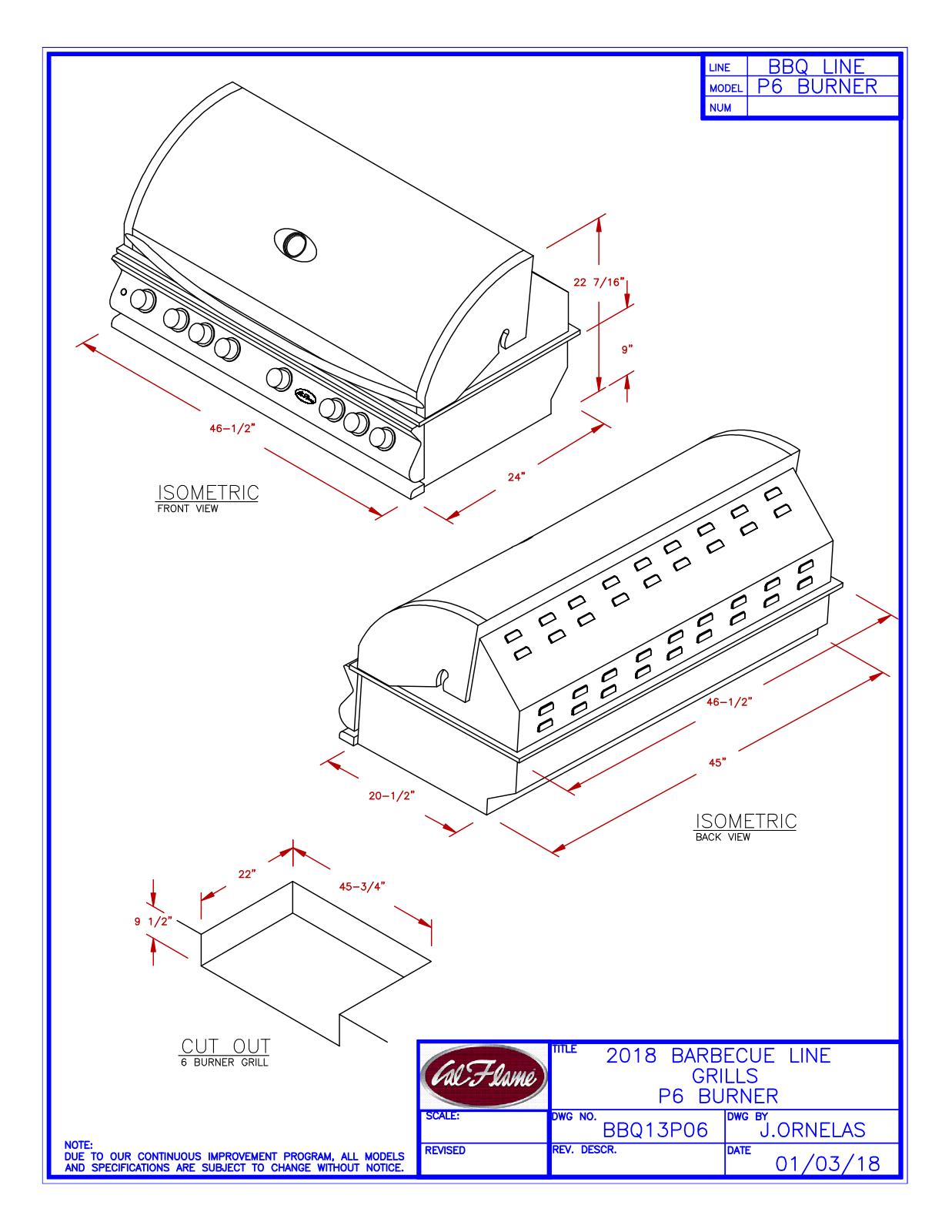 Cal Flame BBQ18P06 Specifications