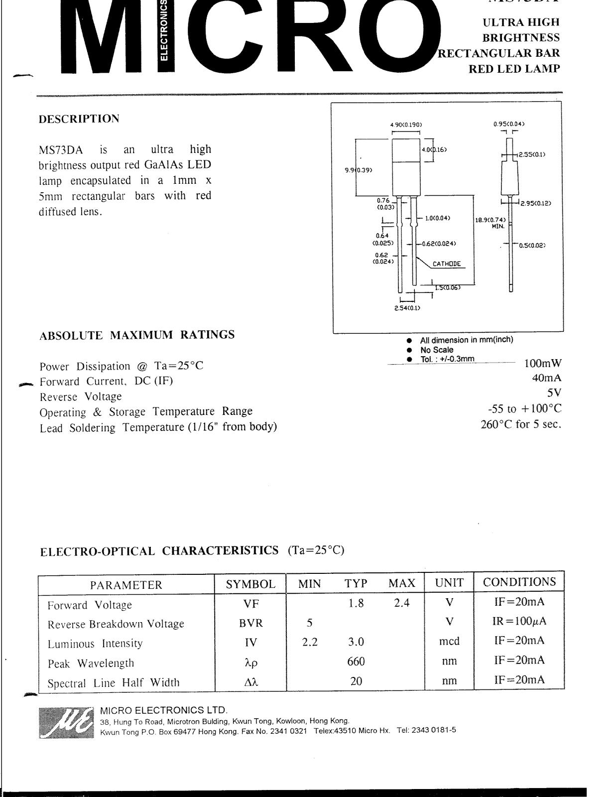 MICRO MS73DA Datasheet