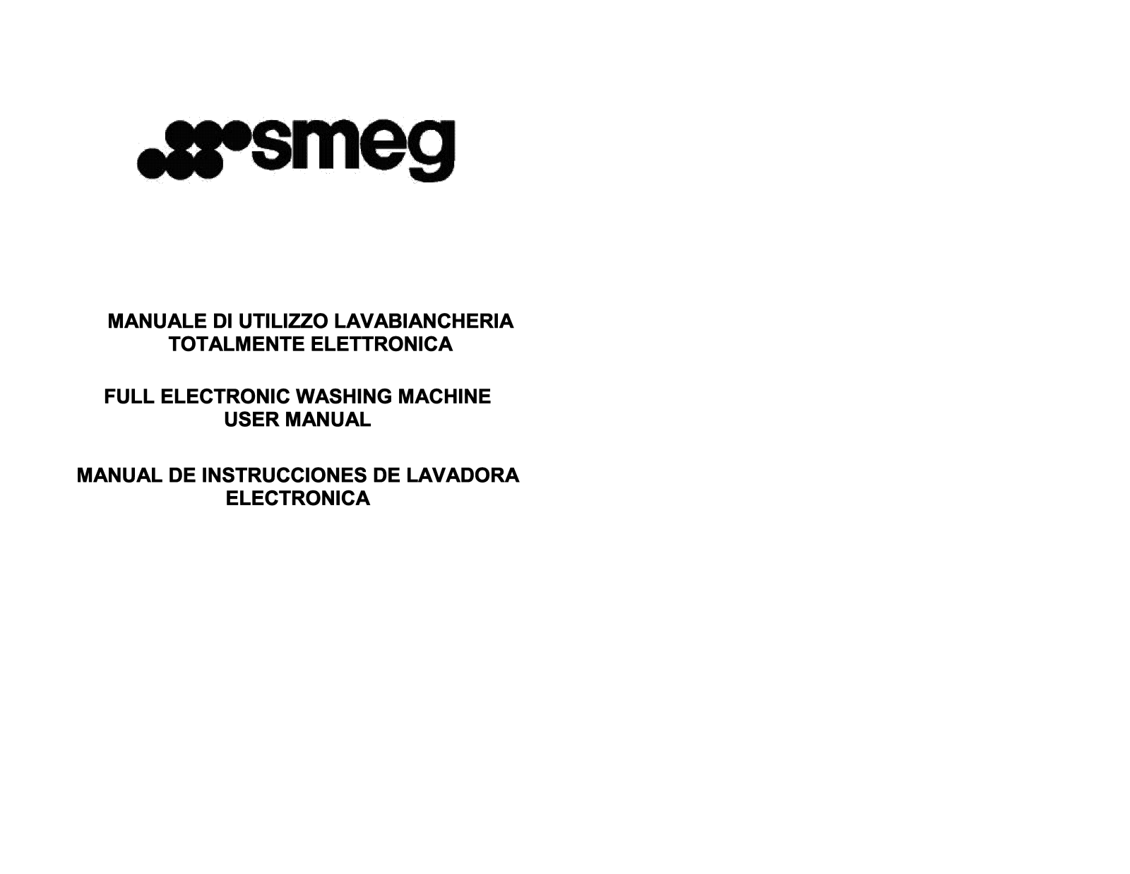 Smeg Full Electronic Washing Machine User Manual